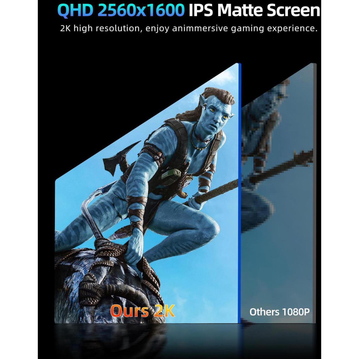 UPERFECT UGame K118 18" 2K 144Hz Portable Gaming Monitor with 100% DCI-P3, FreeSync, HDR, VESA Mount, and Eye-Care Features