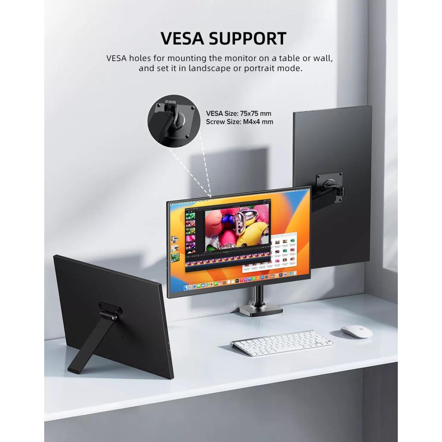 UPERFECT 18.5" 1080P Portable Monitor 120Hz Portable Gaming Monitor Switch Display w/VESA and Smart Cover For Xbox One