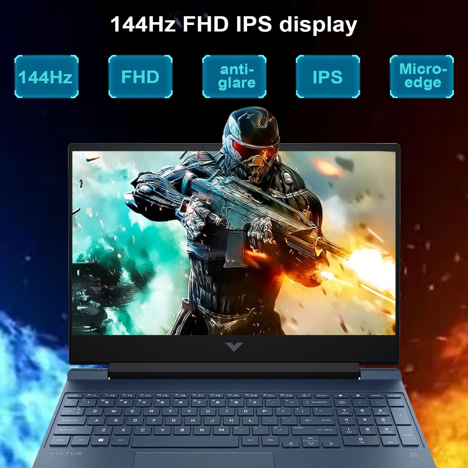 Open Box - HP Victus 15.6 i5 Gaming Laptop, 15.6" FHD 144Hz Display, Intel Core i5-12450H, NVIDIA GeForce RTX 3050, 1TB SSD, 64GB RAM, Backlit KB,