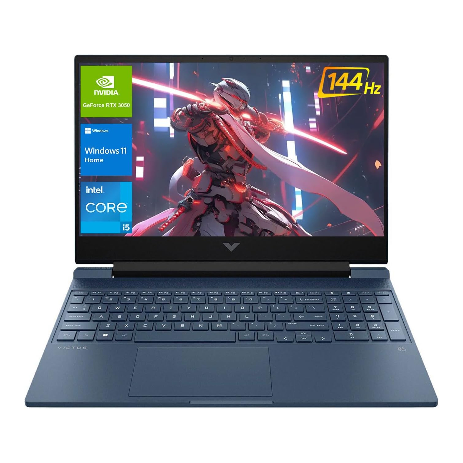 Open Box - HP Victus 15.6 i5 Gaming Laptop, 15.6" FHD 144Hz, Intel Core i5-12450H, NVIDIA GeForce RTX 3050, 1TB SSD, 32GB RAM, Backlit Keyboard, Touchpad, Wi-Fi 6, W11 H, Blue