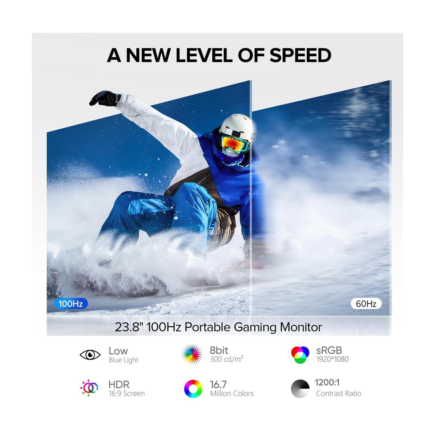 UPERFECT Delta 23.8" 100Hz Dual Monitor Portable Screen Extender with 1080P HDR, 360° Folding, VESA Mount for Laptop, PC, Phone, Game Console