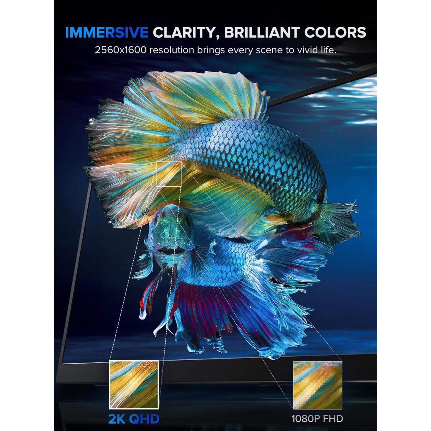 UPERFECT 18" 2K 144Hz Portable Touchscreen Gaming Monitor - QHD 2560x1600, 100% DCI-P3, FreeSync, HDR, VESA, Slim Frameless, for PC, Laptop, Console,