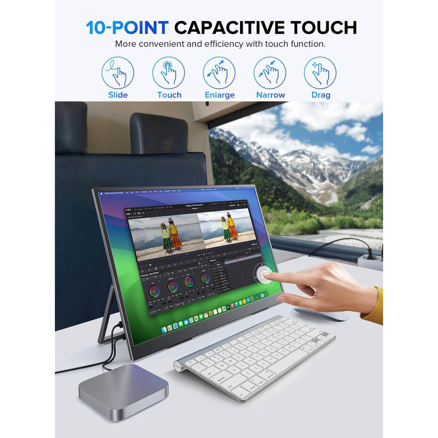 UPERFECT 18" 2K 144Hz Portable Touchscreen Gaming Monitor - QHD 2560x1600, 100% DCI-P3, FreeSync, HDR, VESA, Slim Frameless, for PC, Laptop, Console,