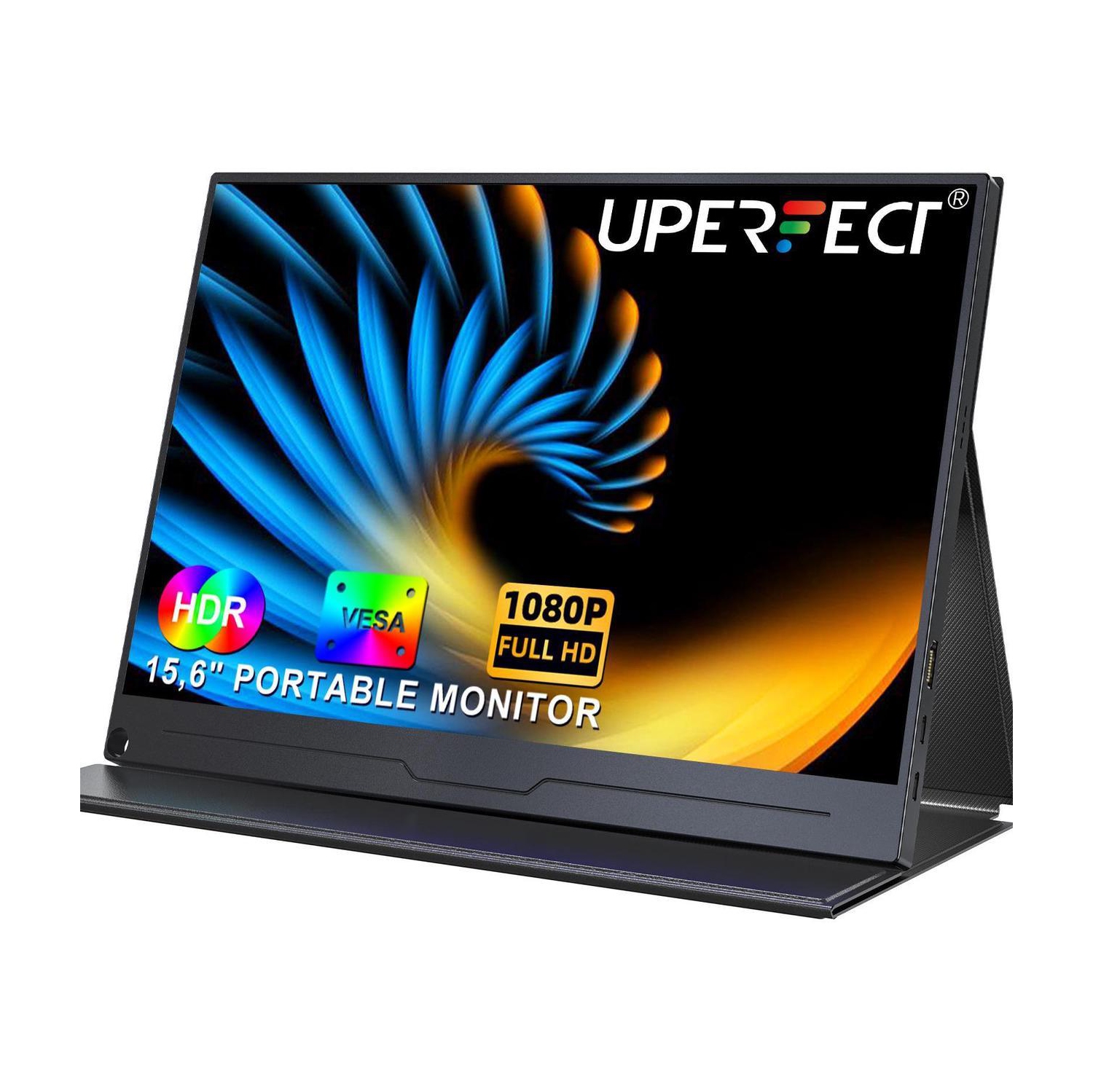 Moniteur portatif FHD 6 x 1080 de 15&nbsp;po d'UPERFECT avec HDR et IPS, USB-C, HDMI, support VESA, écran antireflet et un support 3-en-1 pour le