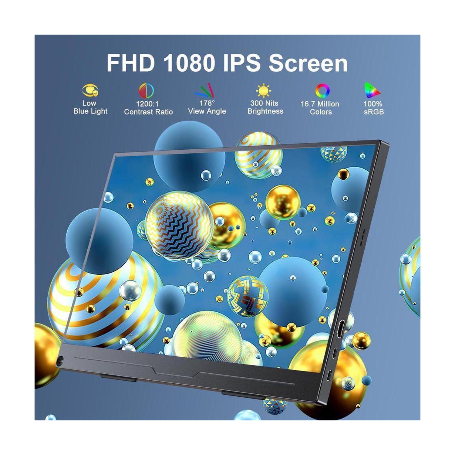 Moniteur portatif FHD 6 x 1080 de 15&nbsp;po d'UPERFECT avec HDR et IPS, USB-C, HDMI, support VESA, écran antireflet et un support 3-en-1 pour le