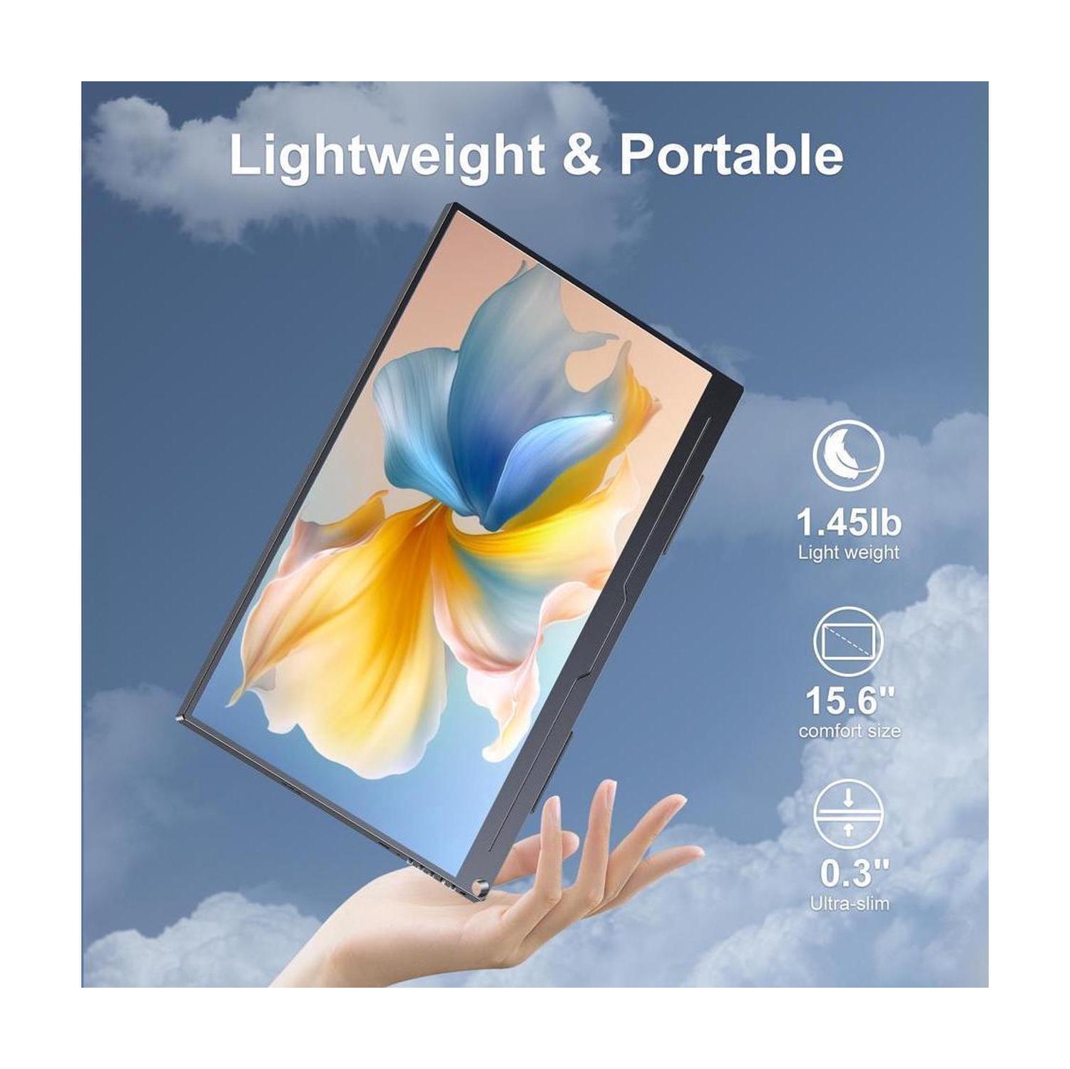 Moniteur portatif FHD 6 x 1080 de 15&nbsp;po d'UPERFECT avec HDR et IPS, USB-C, HDMI, support VESA, écran antireflet et un support 3-en-1 pour le