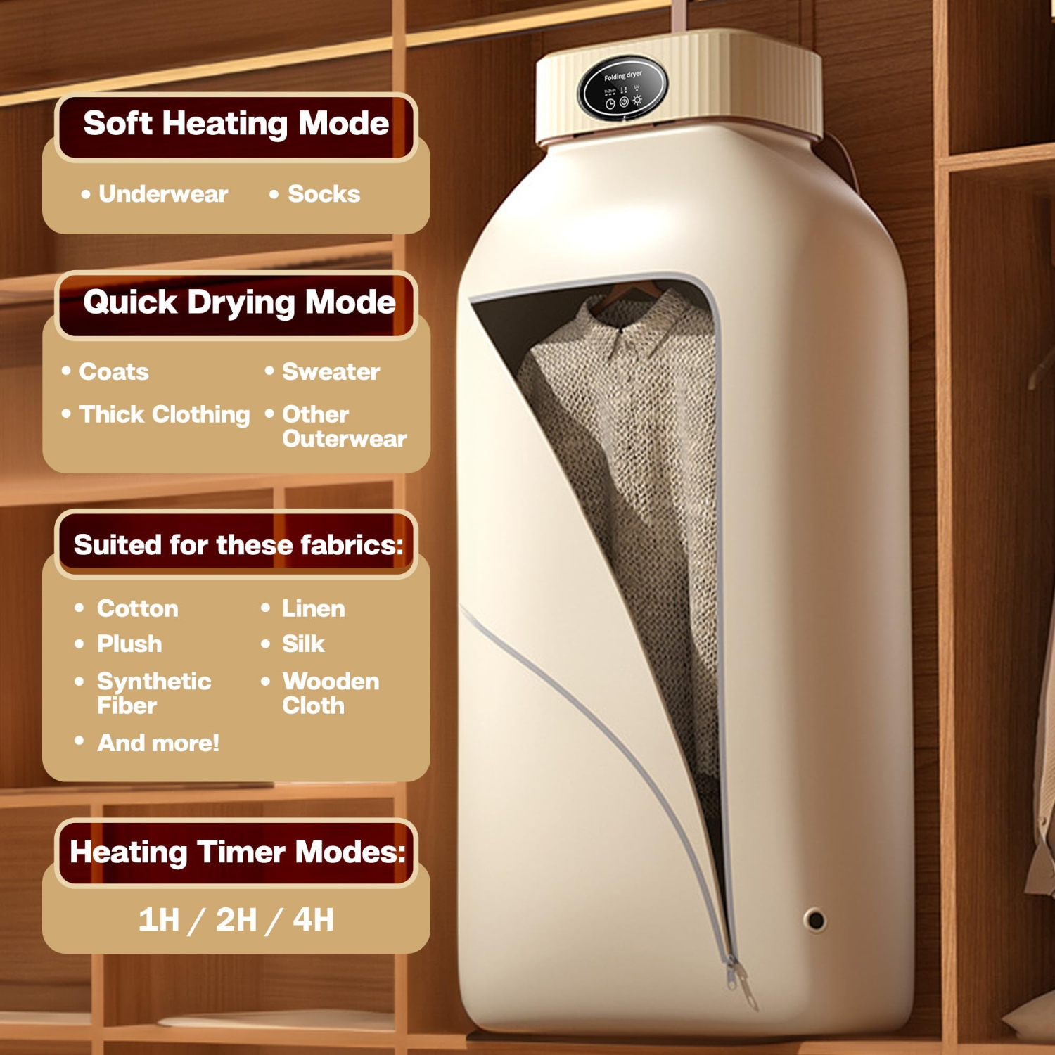 Sécheuse portative, séchage rapide, séchage minuté et silencieux, sécheuse portative compacte pliable pour appartements et voyages à domicile en VR