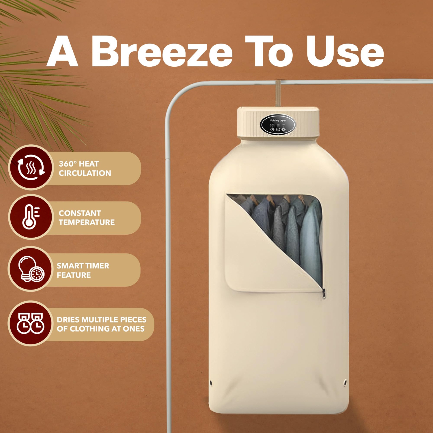 Sécheuse portative, séchage rapide, séchage minuté et silencieux, sécheuse portative compacte pliable pour appartements et voyages à domicile en VR