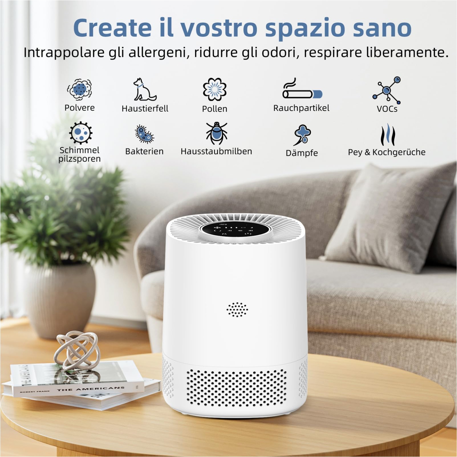 Purificateur d'air Wi-Fi APPLICATION intelligente contrôlant l'élimination de la formaldéhyde d'ions négatifs et l'élimination des odeurs PM2.5