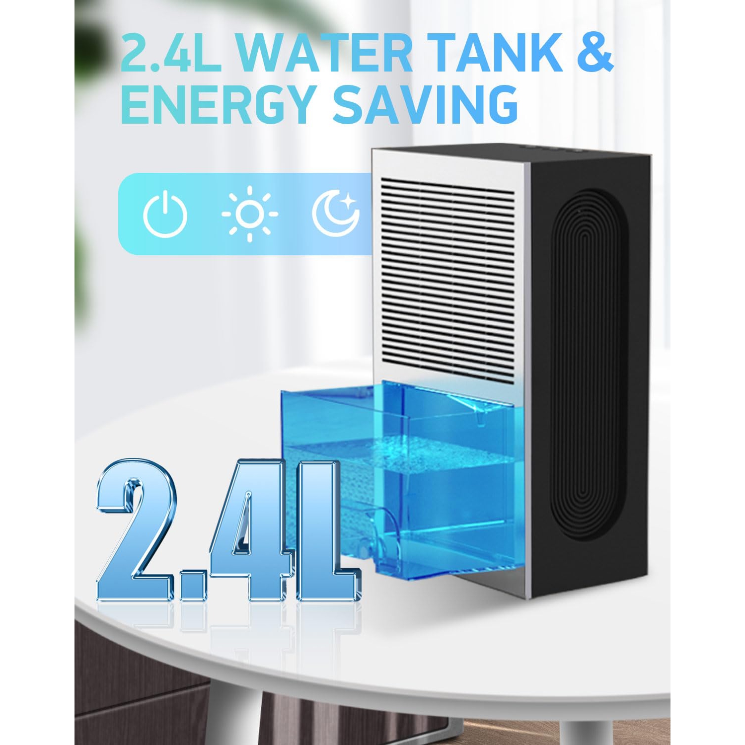 Home Dehumidifier with Drain Hose, Day & Sleep Modes, Auto Shut-Off, LED Light, Ideal for Bedrooms, Bathrooms, RVs, and Basements