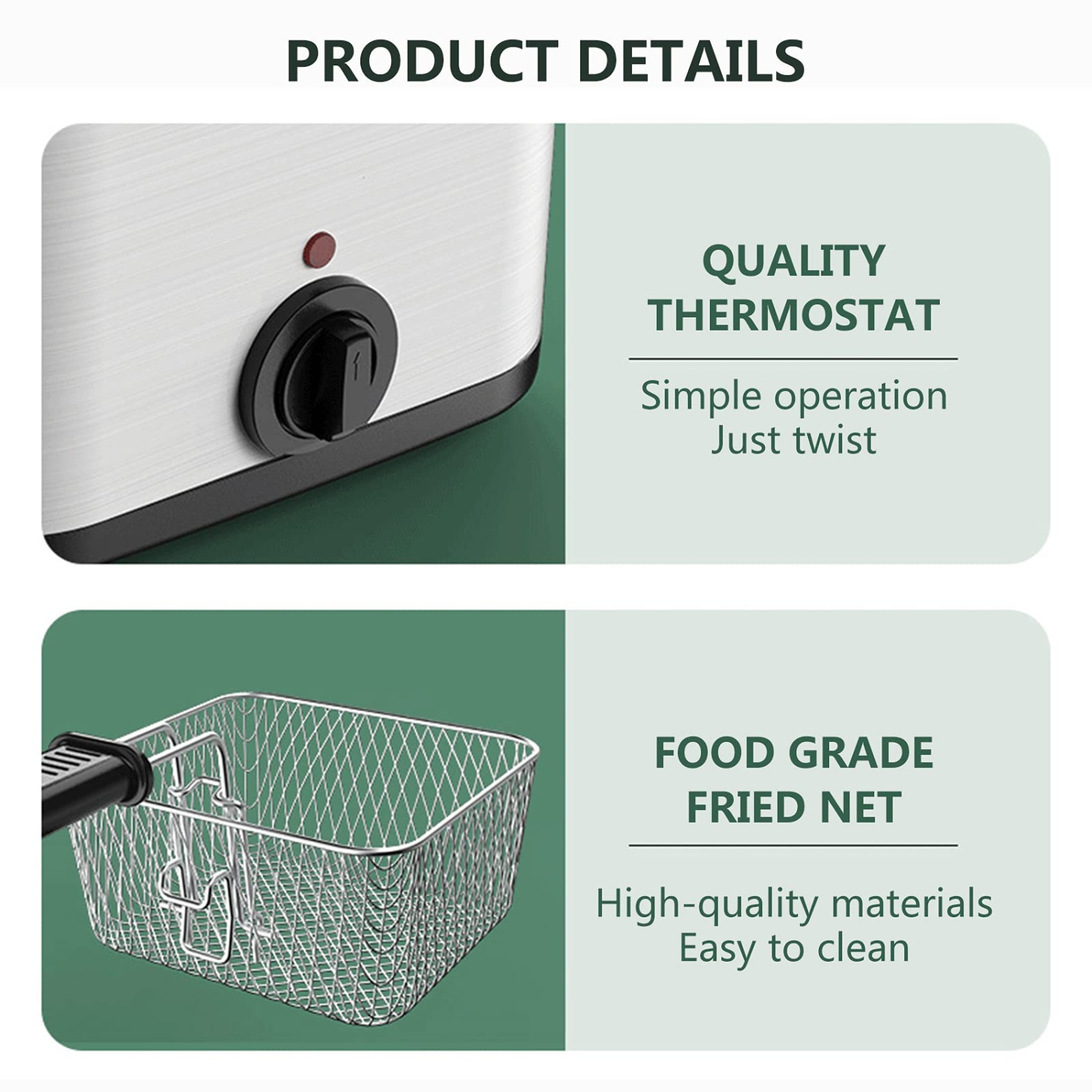 Electric Deep Fryer, 2.5 L Stainless Steel Deep Fryer, Adjustable Temperature with Removable Basket and Viewing Window