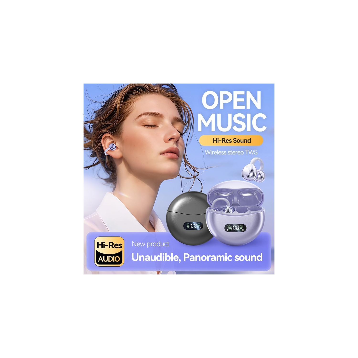 Wireless earbuds, high-definition sound quality, LED battery indicator, comfortable to wear, in-ear earbuds with microphone