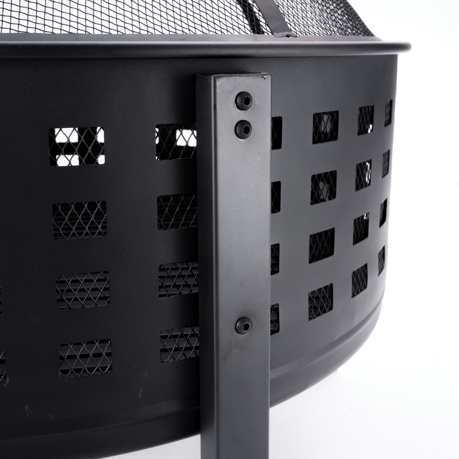 Deko Living 27 Inch Round Outdoor Steel Wood Burning Fire Pit with Cooking Grill and Spark Screen