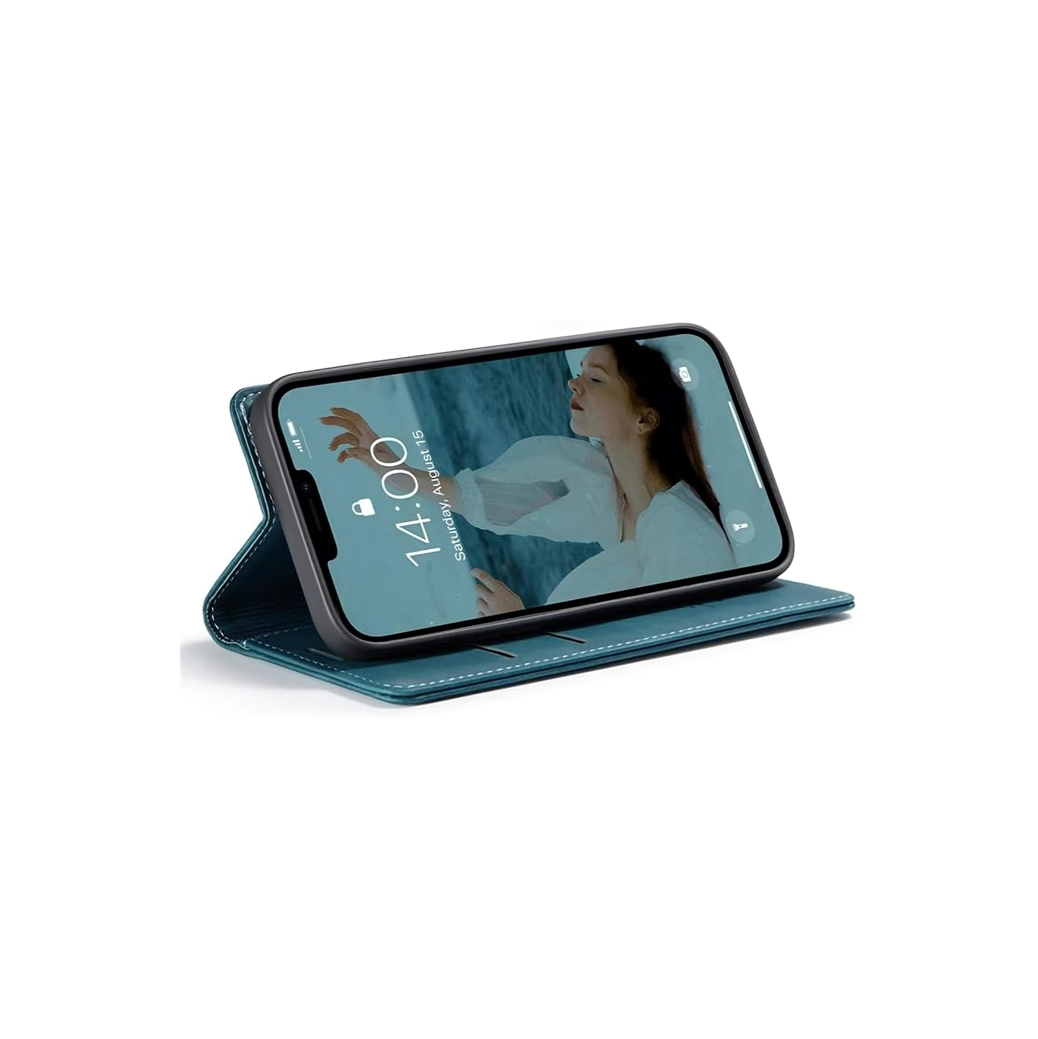 SUPER AFFAIRE - Étui portefeuille anti-chute rétro en cuir fait à la main de CaseMe Étui portefeuille avec fente pour carte pour iPhone 13