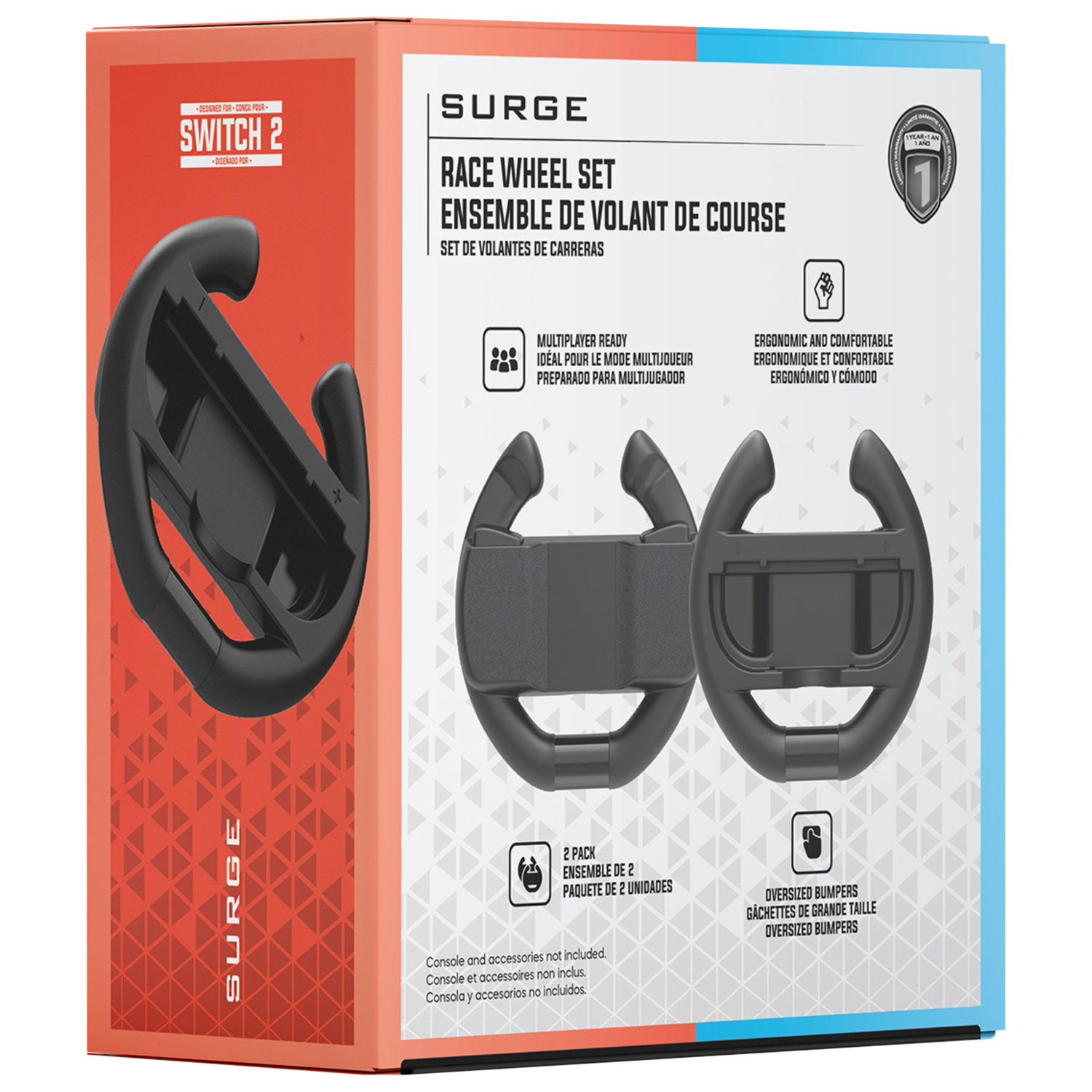 Surge Race Wheel Set for Switch 2 - 2 Pack - Black