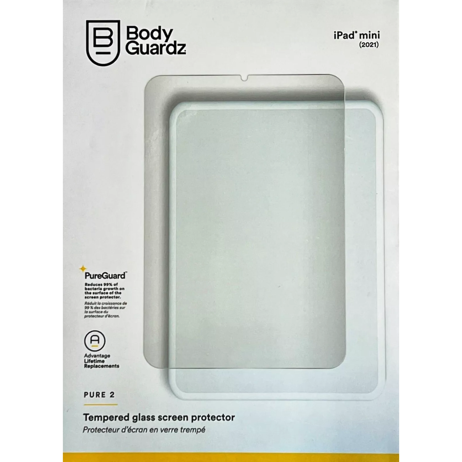Protecteur d'écran en verre trempé antimicrobien Pure 2 de BodyGuardz - iPad mini
