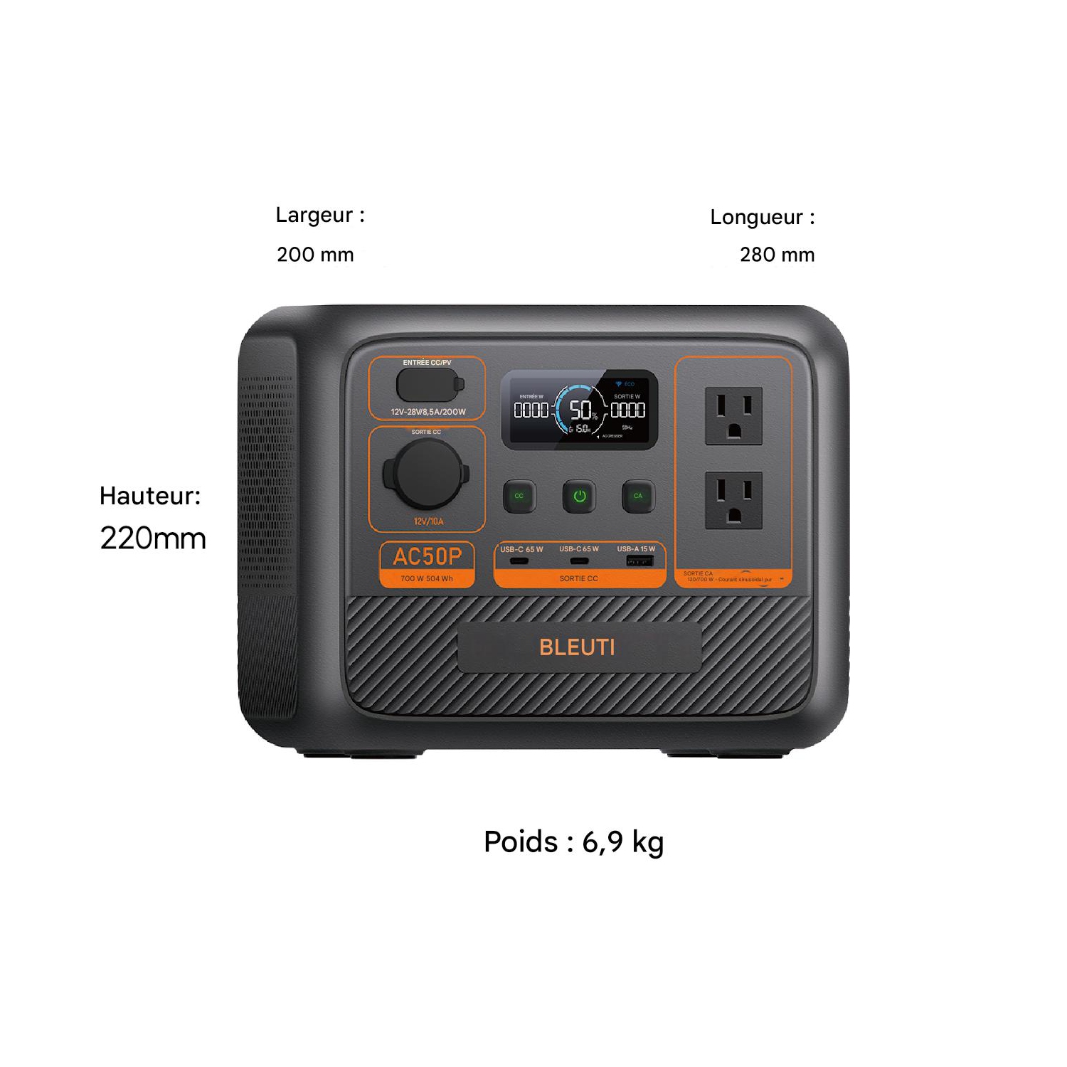 Station d'alimentation portative BLUETTI Premium AC50P et panneau solaire 100 L | Cellules de batterie LiFePO4 de 504 Wh