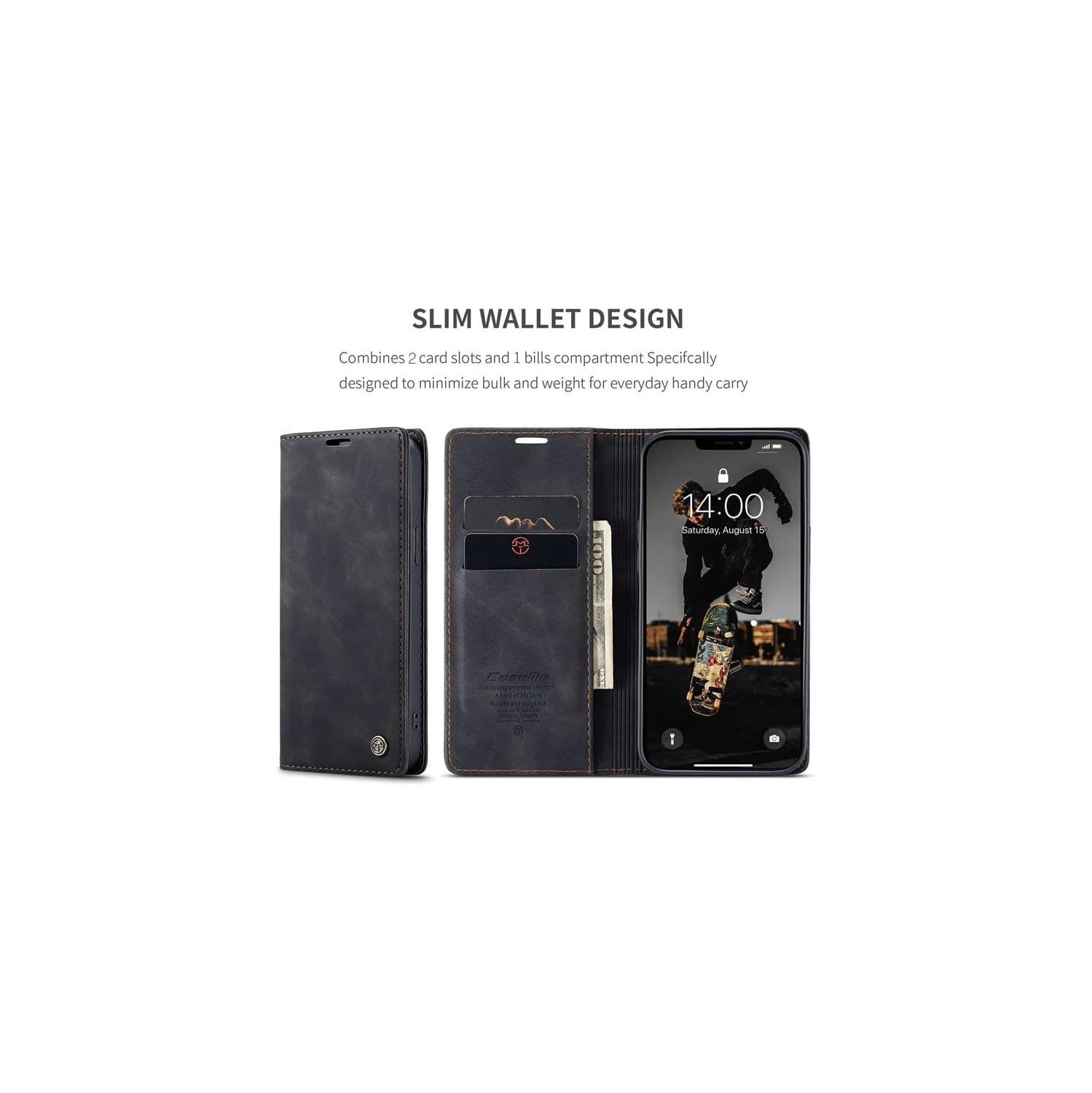 BIG DEAL - CaseMe Wallet Case Anti-Fall Retro Handmade Leather Magnetic Flip case Card Slot for iPhone 15 PLUS