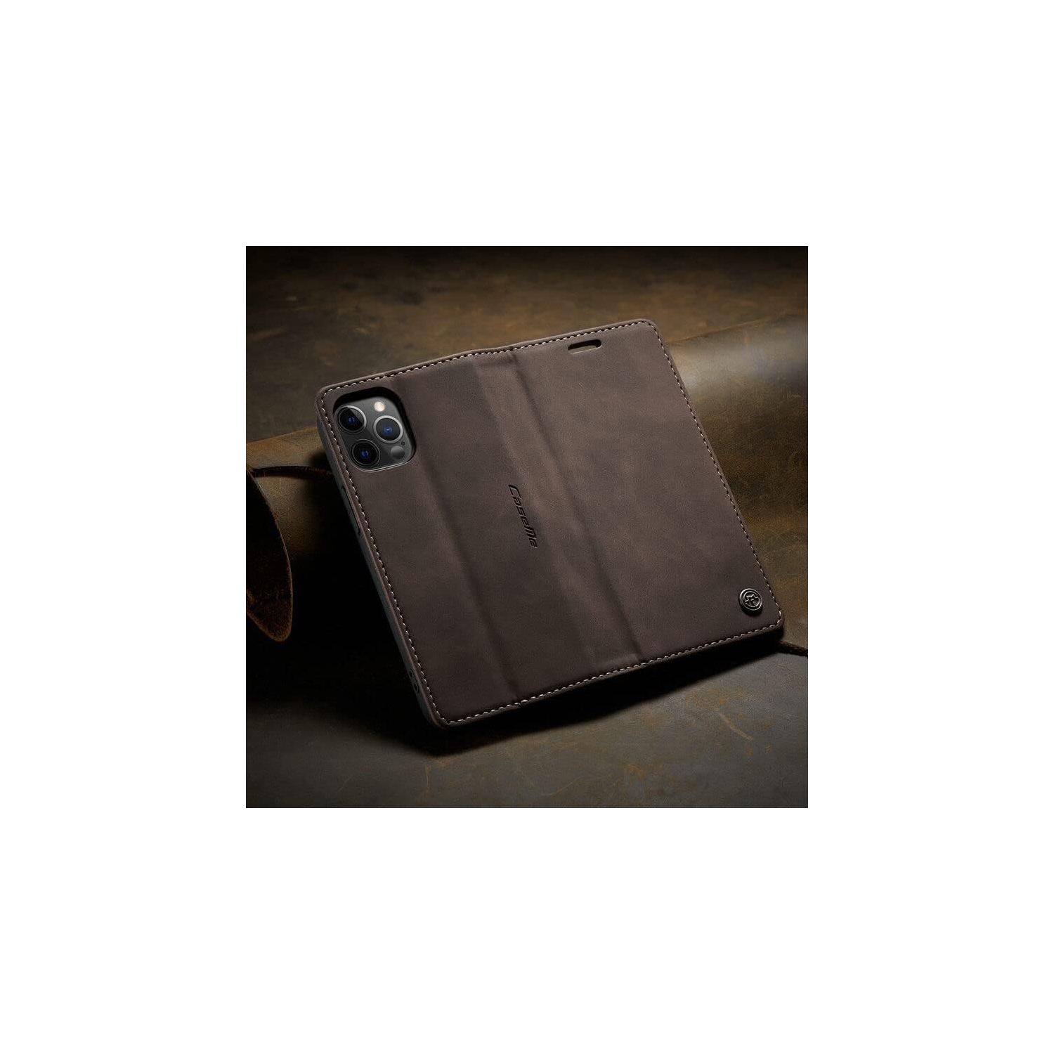 SUPER AFFAIRE - Étui portefeuille anti-chute rétro en cuir fait à la main de CaseMe Porte-carte pour iPhone 14 Plus