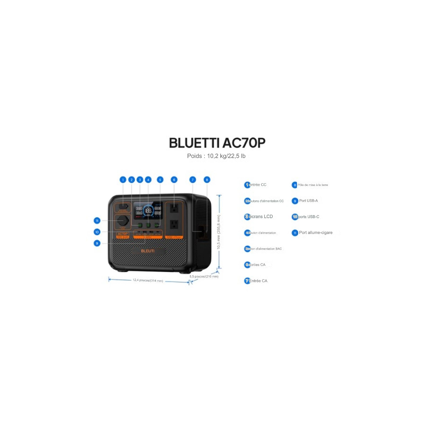 BLUETTI Premium AC70P Portable Power Station and SP200L Solar Panel | 864Wh LiFePO4 Battery Cells