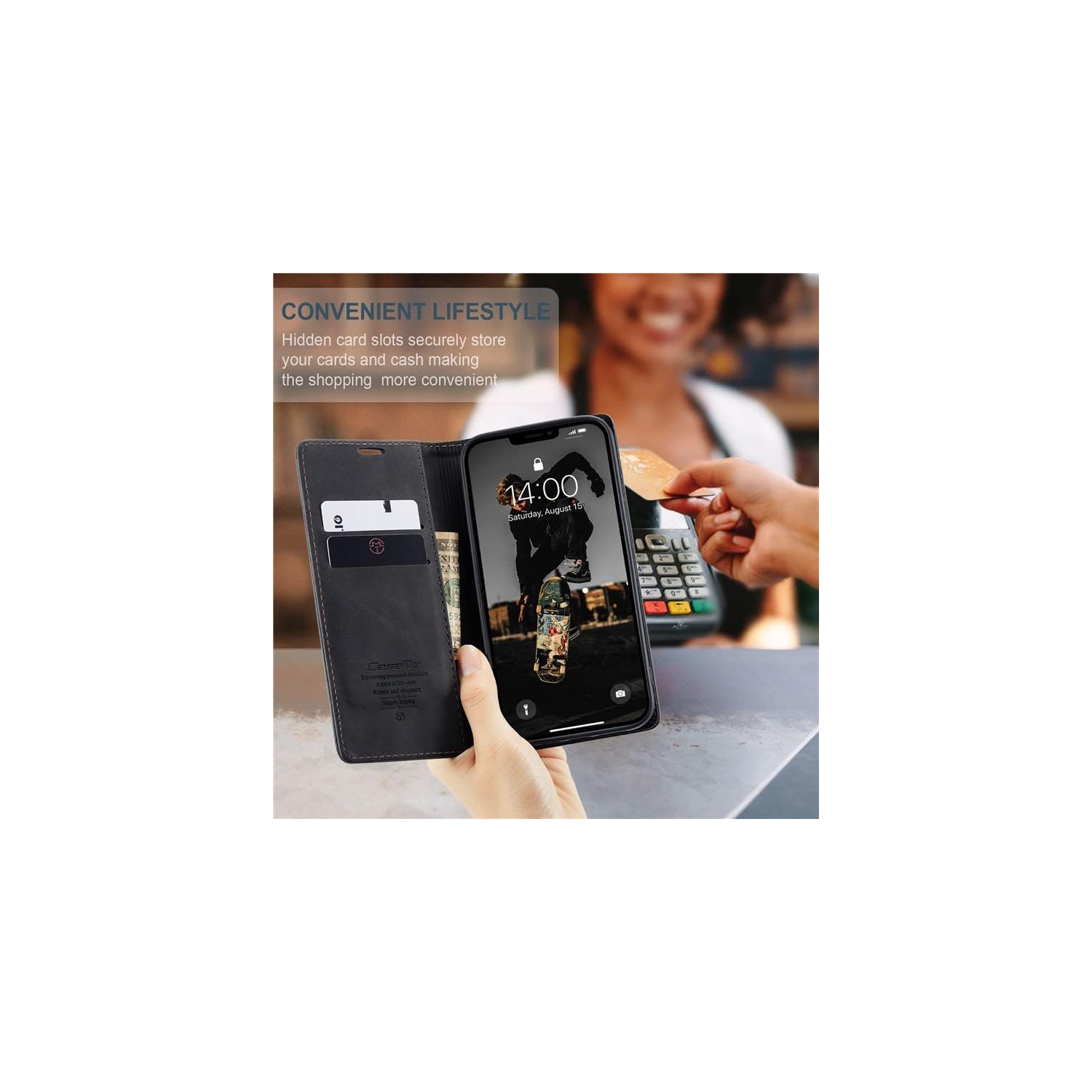 BIG DEAL - CaseMe Wallet Case Anti-Fall Retro Handmade Leather Magnetic Flip case Card Slot for iPhone 15