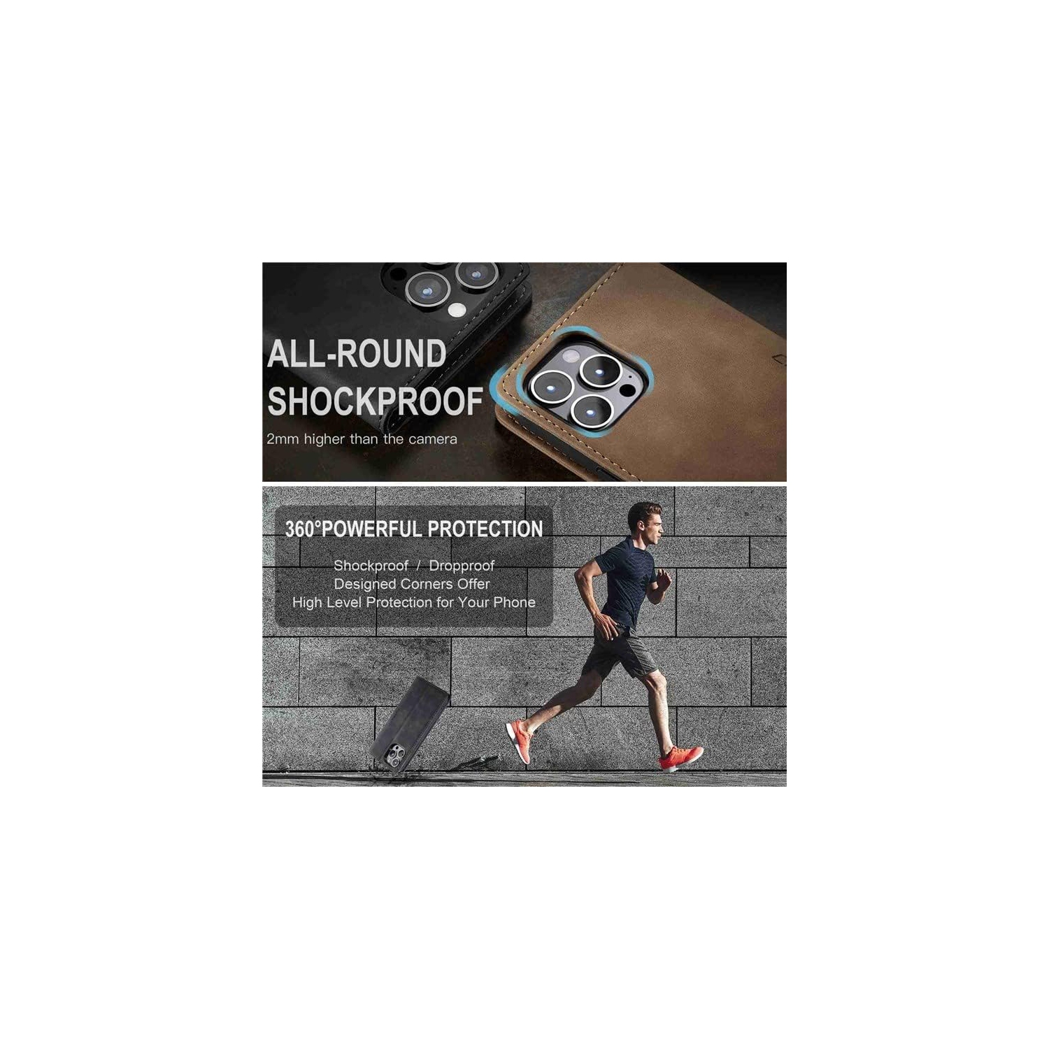 BIG DEAL - CaseMe Wallet Case Anti-Fall Retro Handmade Leather Magnetic Flip case Card Slot for iPhone 15