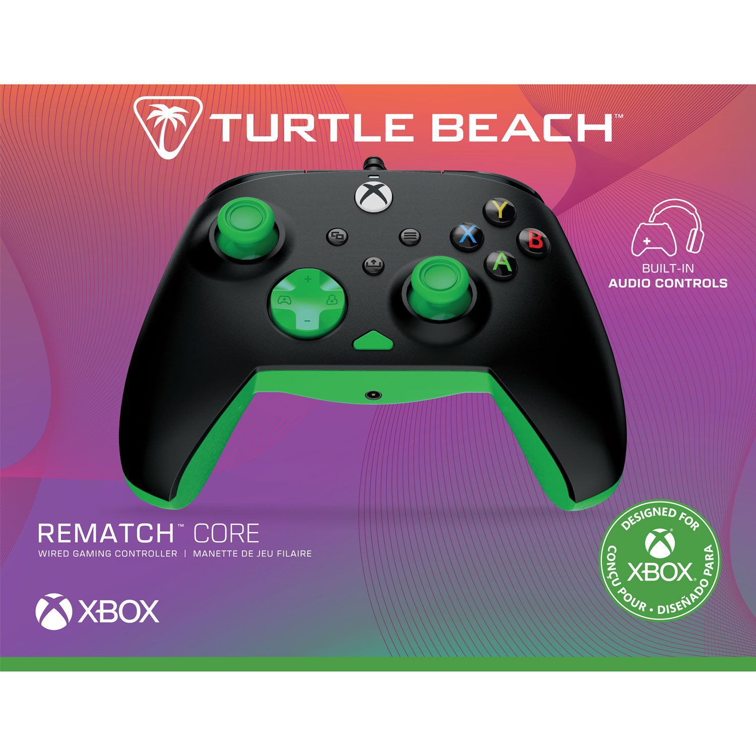 Manette avec fil Rematch Core de Turtle Beach pour Xbox Series X/S/Xbox One - Noir/vert