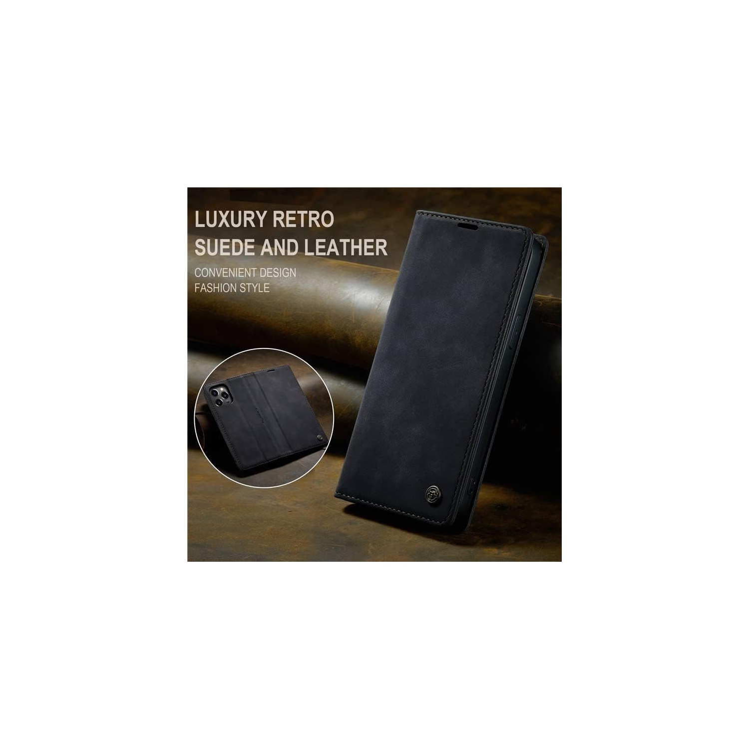 BIG DEAL - CaseMe Wallet Case Anti-Fall Retro Handmade Leather Magnetic Flip case Card Slot for iPhone 13 PRO MAX