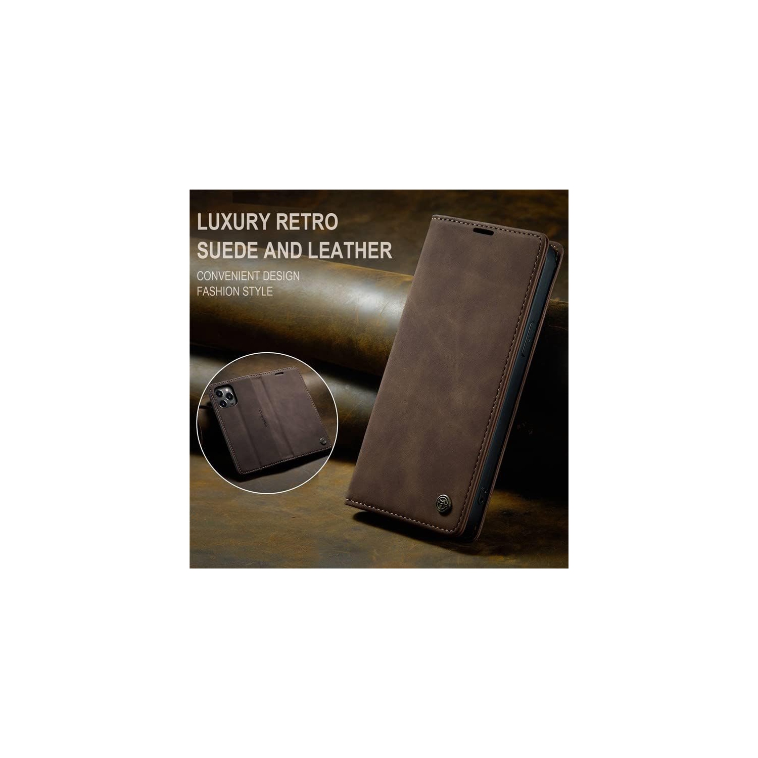 BIG DEAL - CaseMe Wallet Case Anti-Fall Retro Handmade Leather Magnetic Flip case Card Slot for iPhone 13 PRO MAX