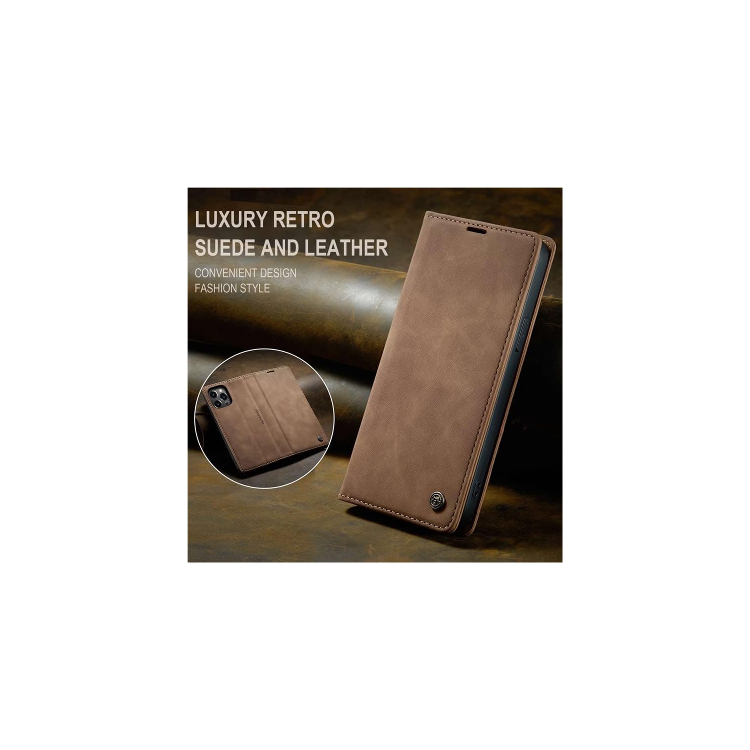 BIG DEAL - CaseMe Wallet Case Anti-Fall Retro Handmade Leather Magnetic Flip case Card Slot for iPhone 13 PRO MAX