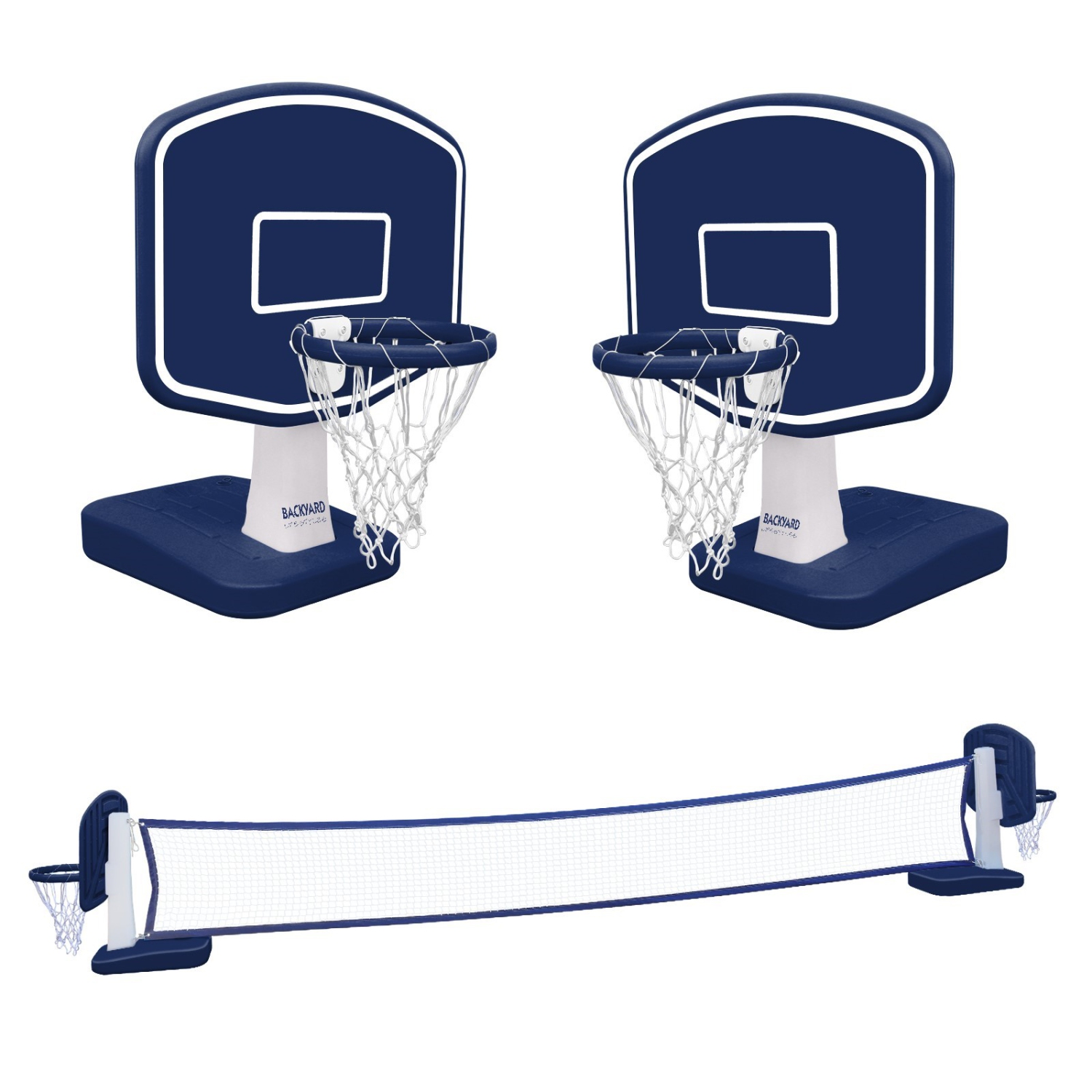 Backyard Lifestyles - Poolside Volleyball & Basketball Combo Set - Dark Blue