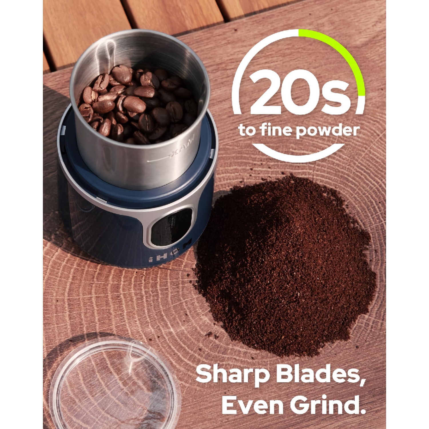 Cordless Coffee Grinder, Electric Bean Spice Grinder with 304 Stainless Steel Blade, 85 Grinds Per Charge for Home, Kitchen