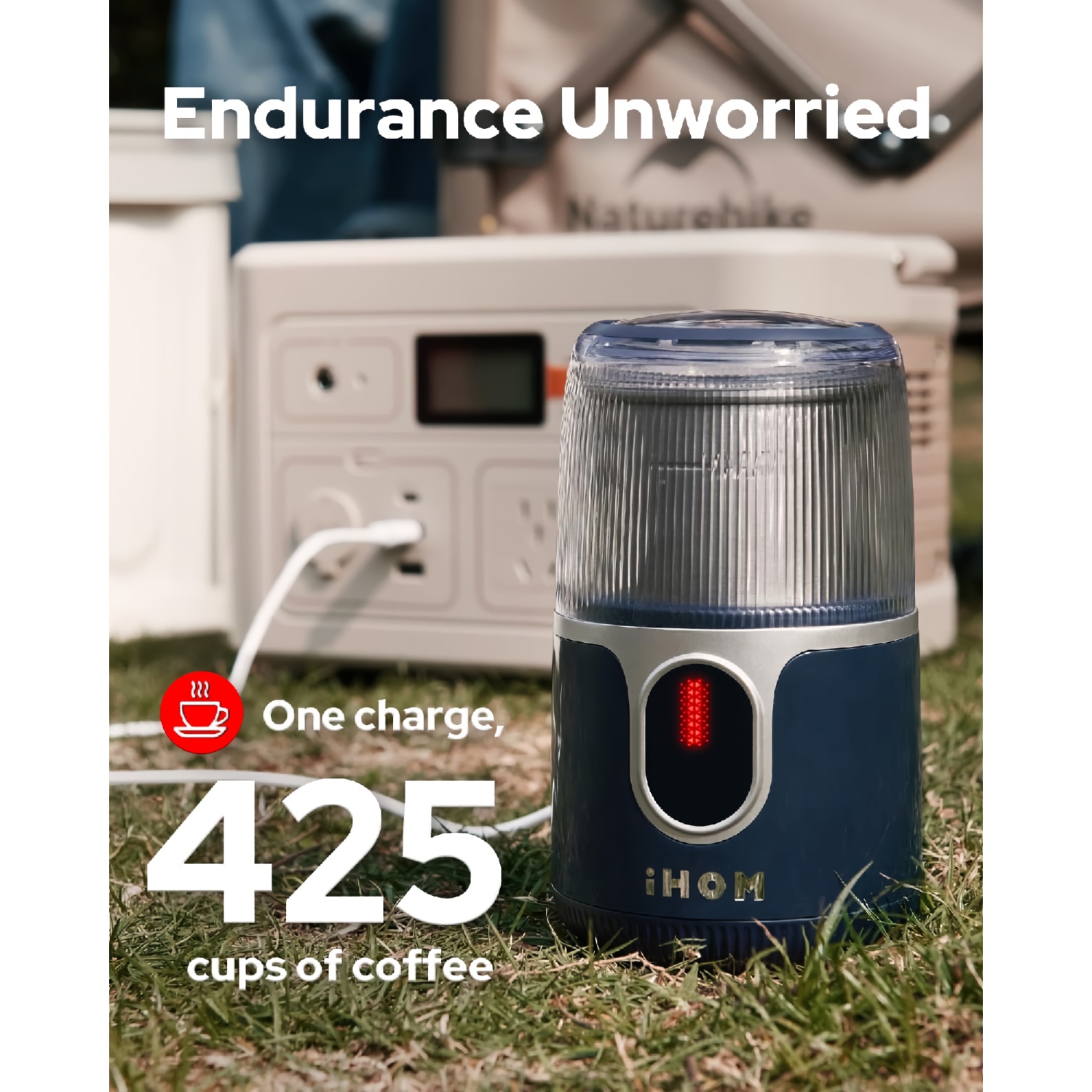 Cordless Coffee Grinder, Electric Bean Spice Grinder with 304 Stainless Steel Blade, 85 Grinds Per Charge for Home, Kitchen