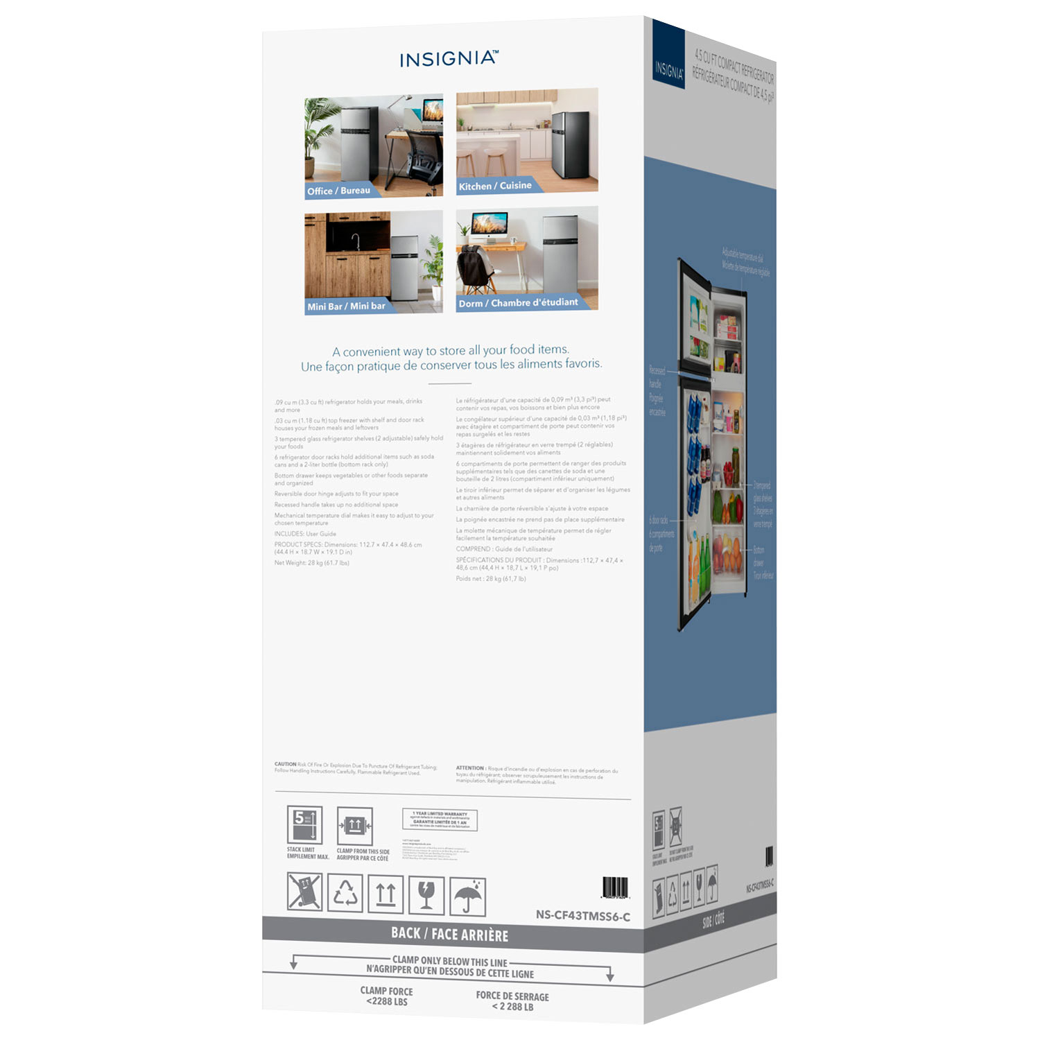 Réfrigérateur compact autonome à congélateur supérieur 4,5 pi³ d'Insignia - Aspect acier inoxydable