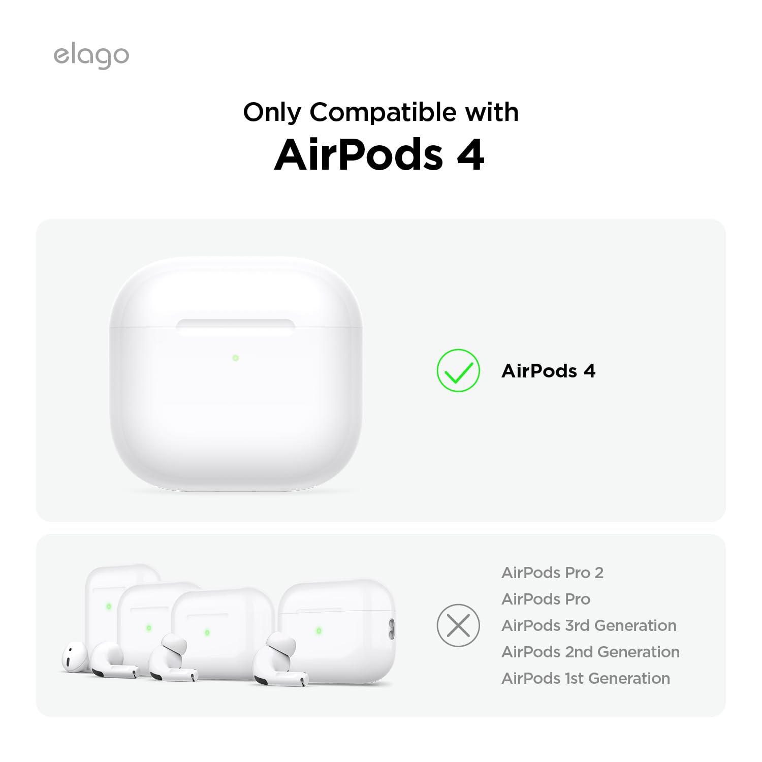 elago Clear Case Compatible with AirPods 4 Case - Carabiner Included, Reduced Yellowing, Wireless Charging, Shock Resistant, Full Protection