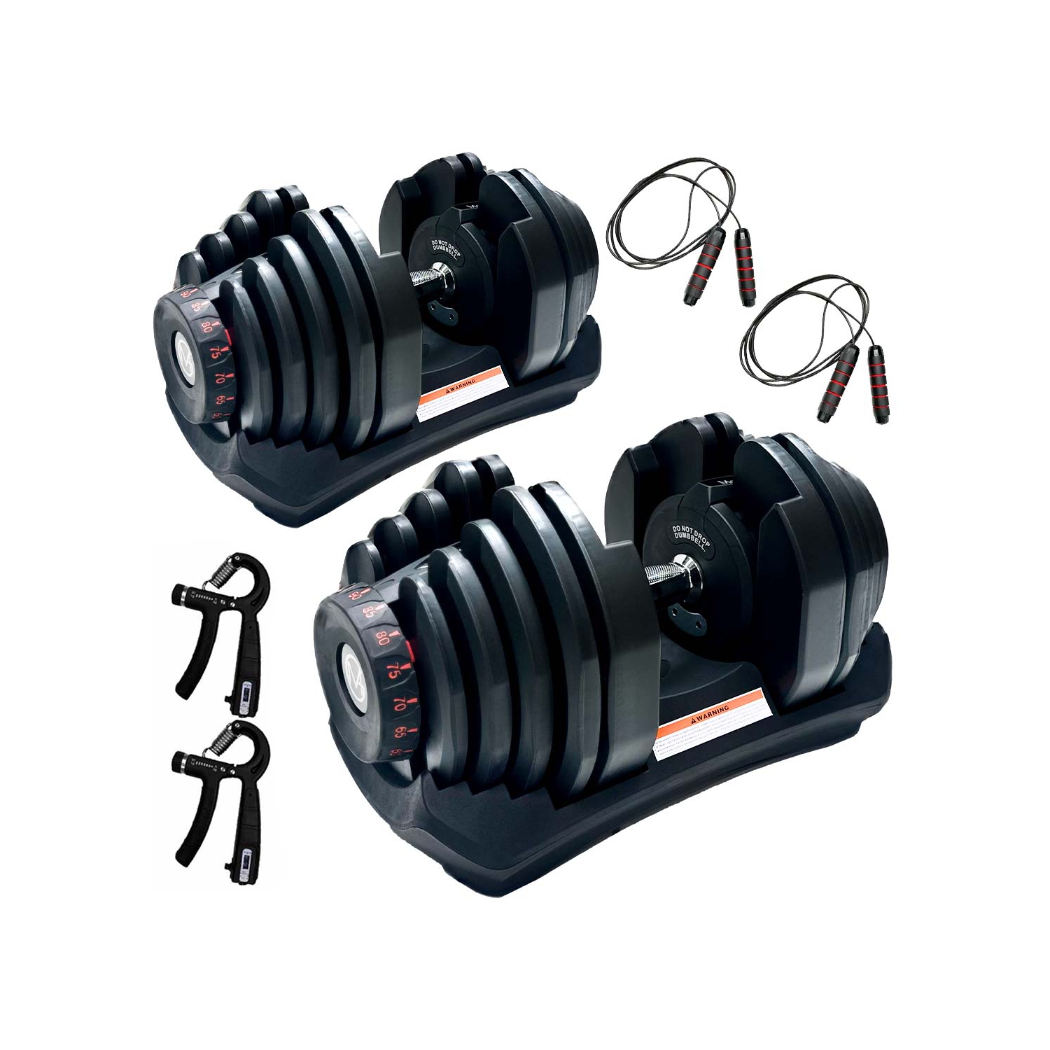 MotionGrey Adjustable Dumbbell 10 to 90 LB, Free High Strength Hand Grip Included 15 Adjustable Weight Settings Dumb Bell Barbell, Anti-slip Metal