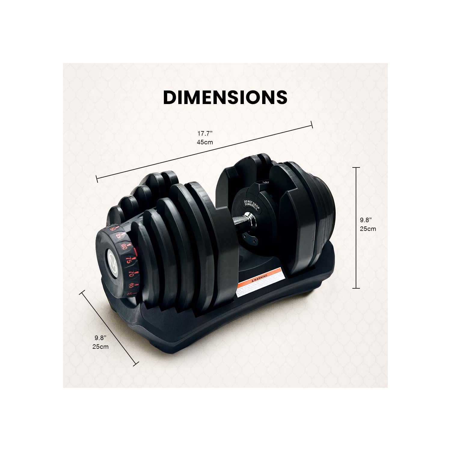 Haltères ajustables de MotionGrey de 10 à 90 lb, prise mains libres à haute résistance incluse avec 15 haltères ajustables avec réglages de poids,
