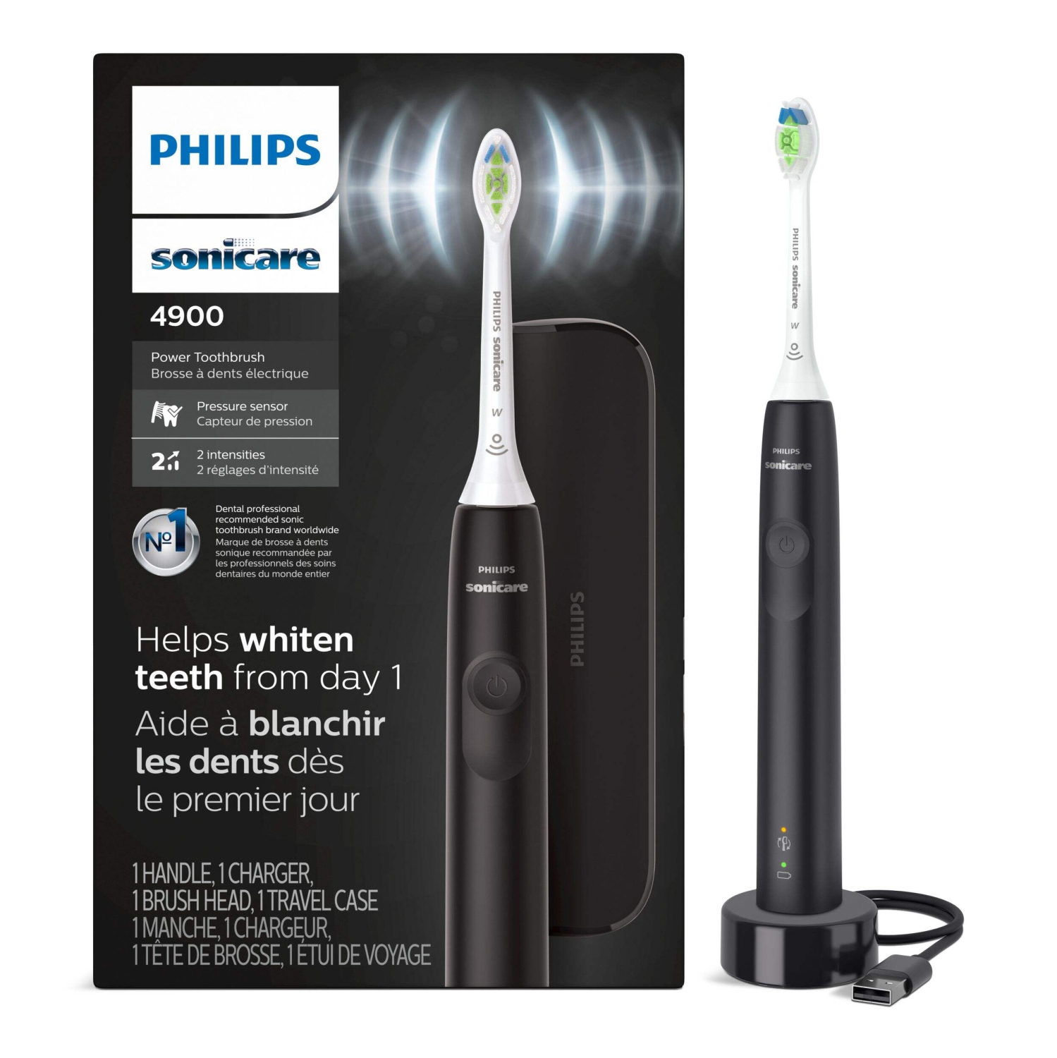 Brand New - Philips Series 4900 Sonicare Toothbrush, Smart Timer, 2-weeks per Charge - Black