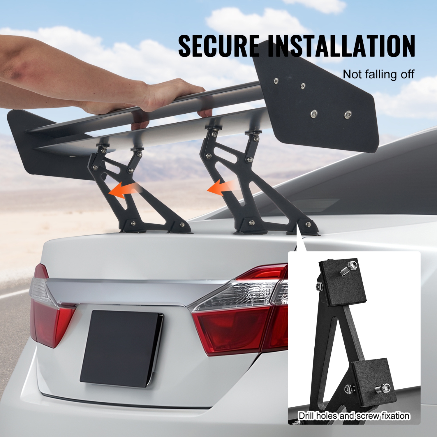 VEVOR 53.1 inch GT Wing Car Spoiler, Universal Spoiler with Double Deck, Adjustable Lightweight Aluminum, Car Rear Spoiler Wing, Racing Spoiler