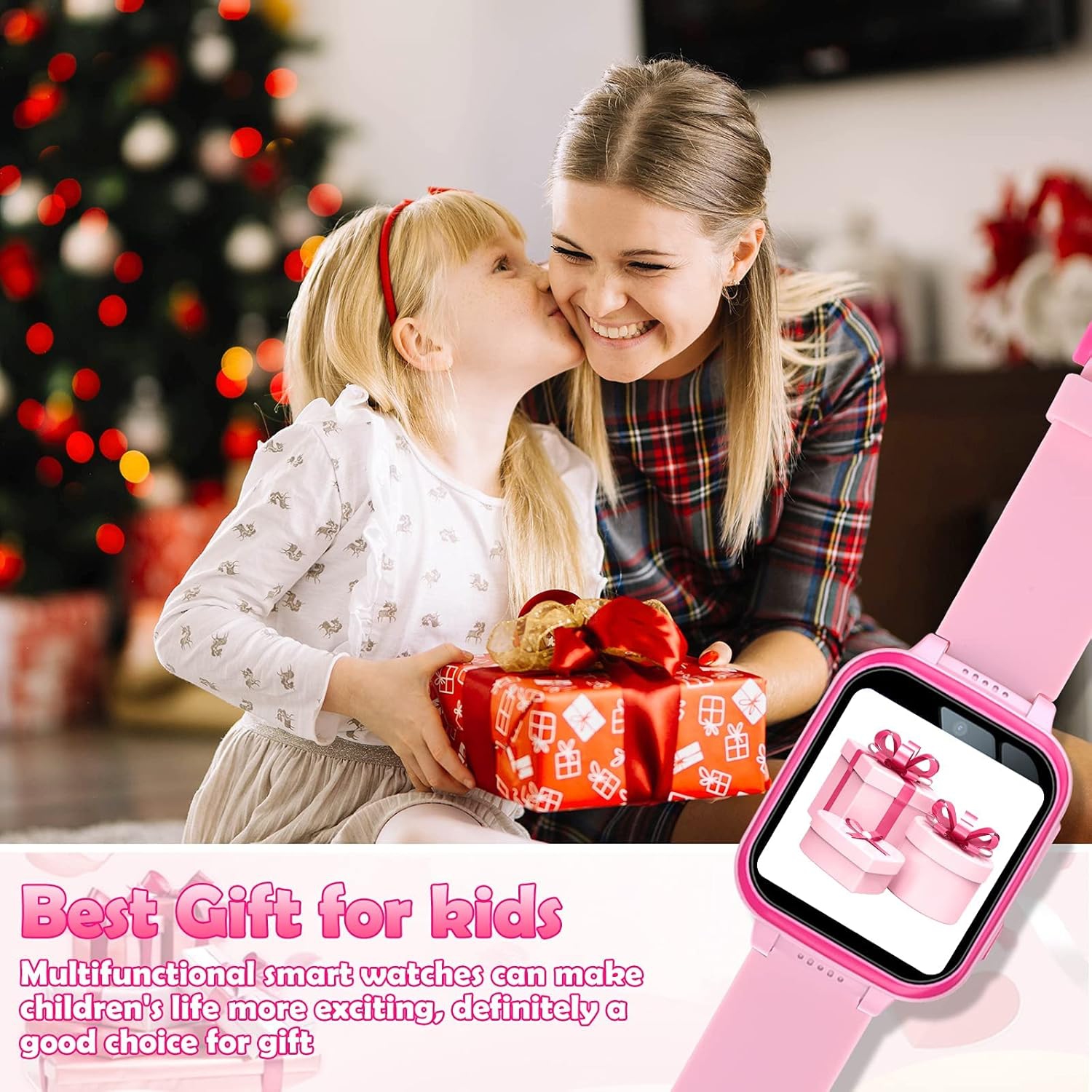 Smart Watch for Kids Kids Toy Watch for Girls, HD Touch Screen Dual Cameras Music Player Games Flashlight Calculator