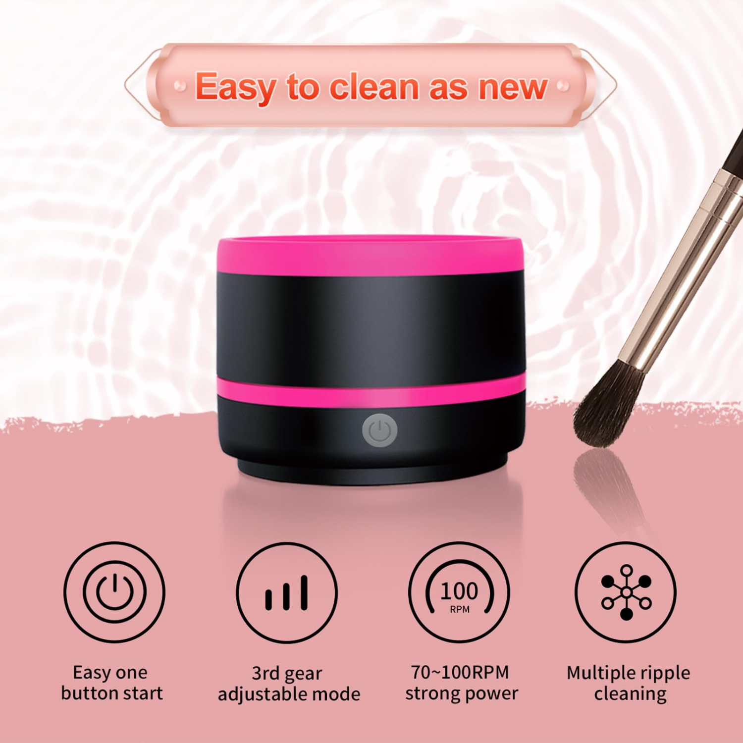 Makeup Brushes Cleaner, Electric Makeup Brush Cleaning Machine USB Rechargeable Automatic Spinning for All Size Makeup Brushes