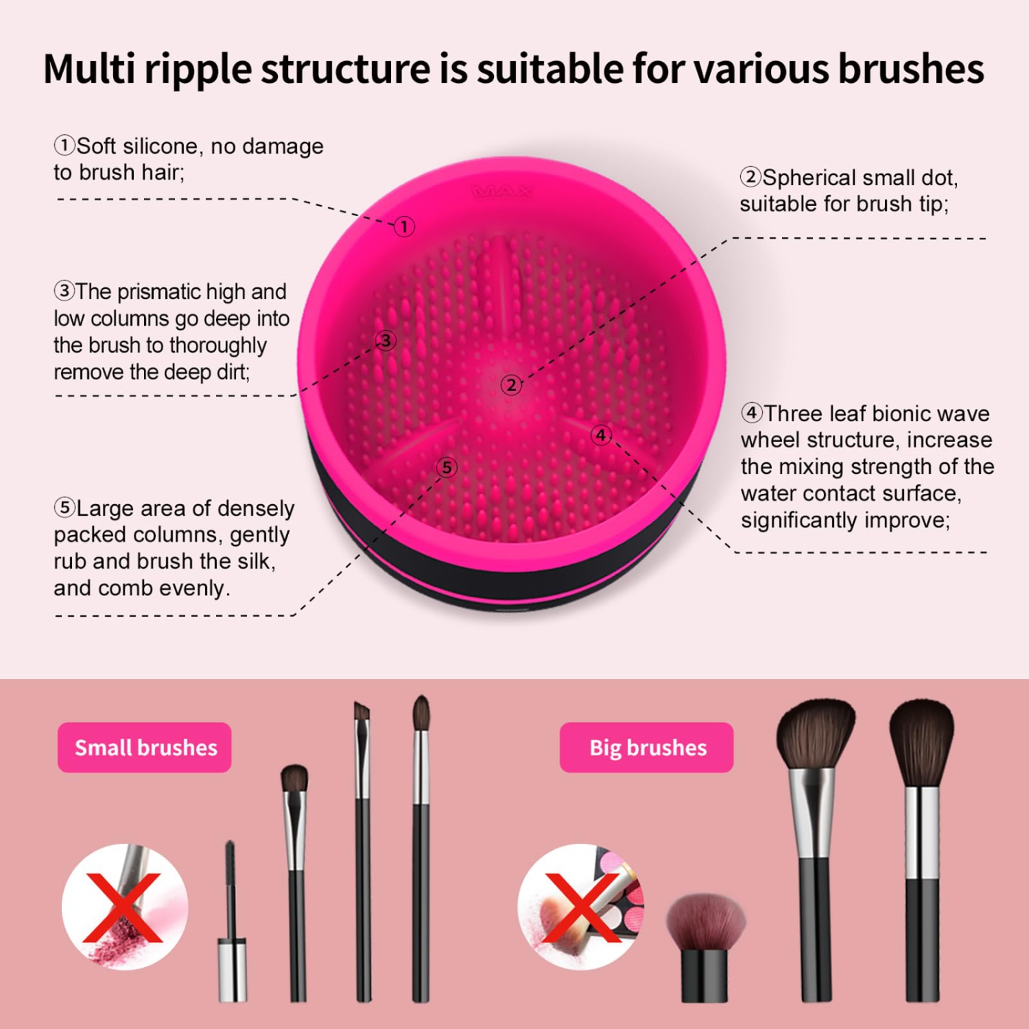 Makeup Brushes Cleaner, Electric Makeup Brush Cleaning Machine USB Rechargeable Automatic Spinning for All Size Makeup Brushes