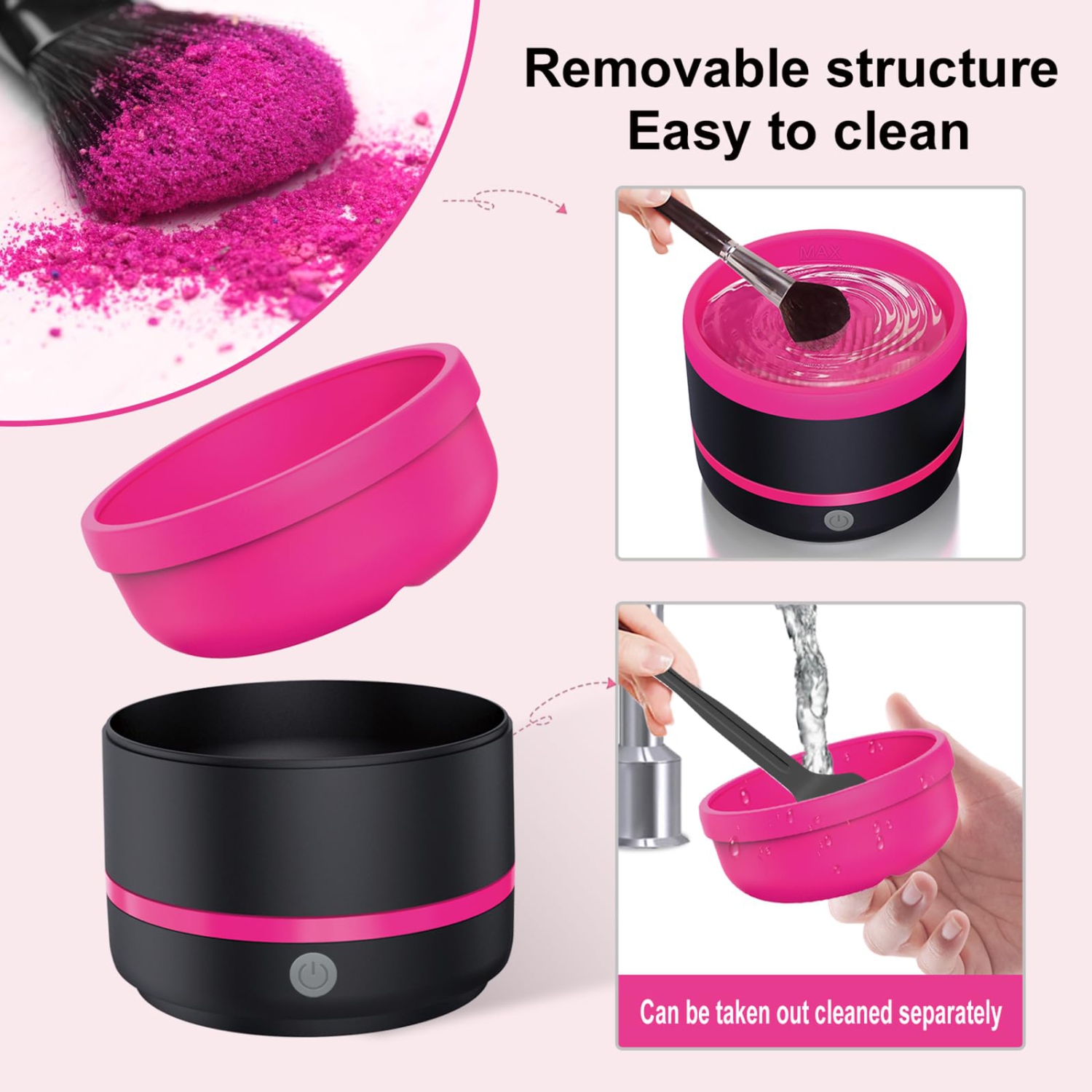 Makeup Brushes Cleaner, Electric Makeup Brush Cleaning Machine USB Rechargeable Automatic Spinning for All Size Makeup Brushes