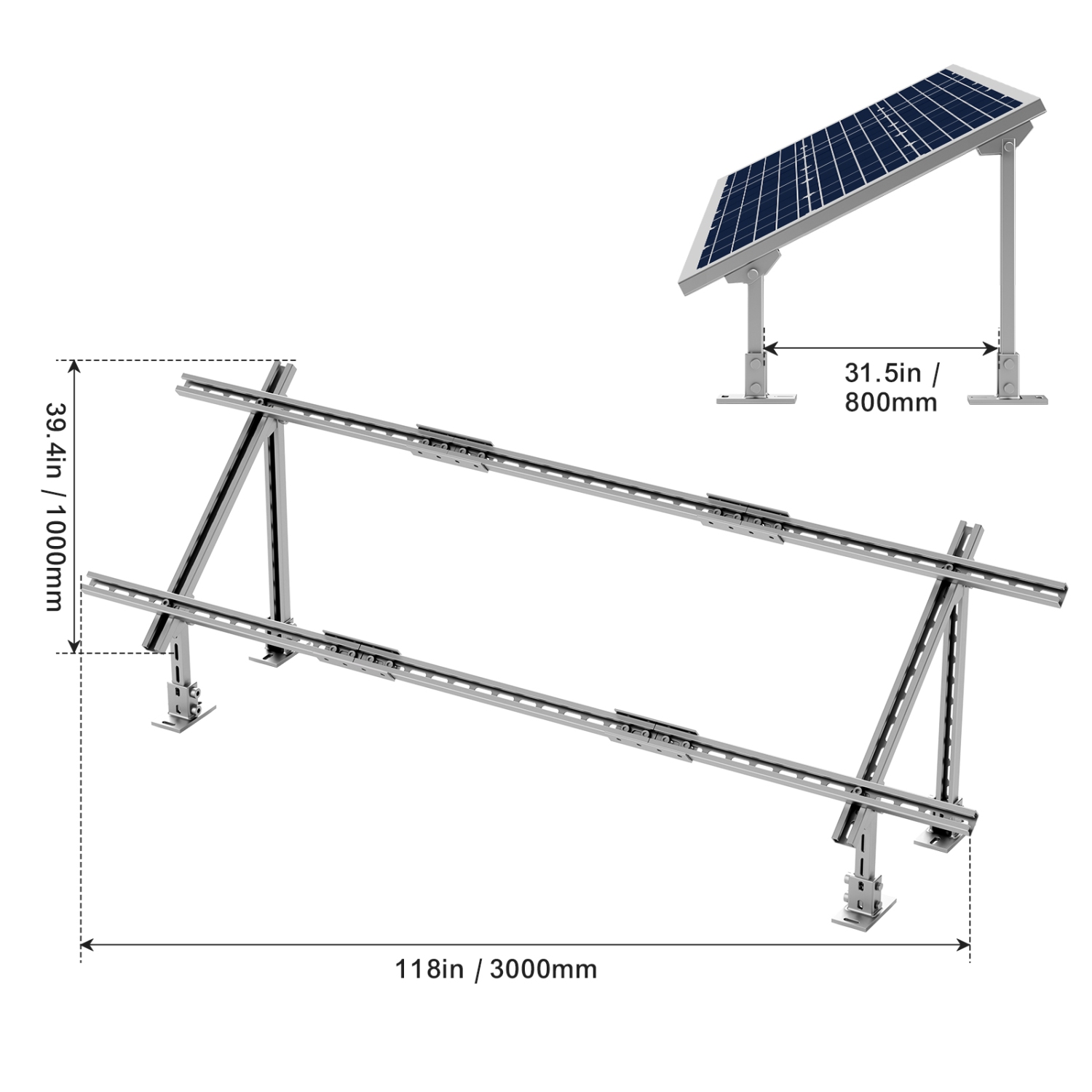VEVOR 30°-60° Solar Panel Mounting Brackets, Adjustable Multi-Pieces Solar Panel Brackets for 1-4PCS Solar Panels, Carbon Steel Ground Mount Solar