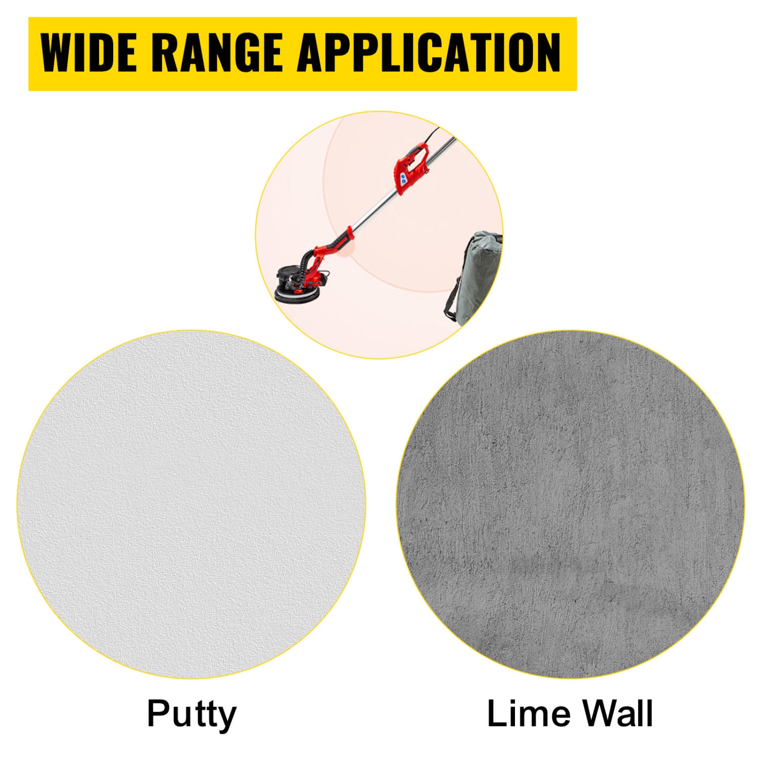 VEVOR 800-1750 RPM Drywall Sander 850W, Electric Drywall Sander, Foldable Sheetrock Sander, with Telescope Handle, Electric Sander, with LED Strip