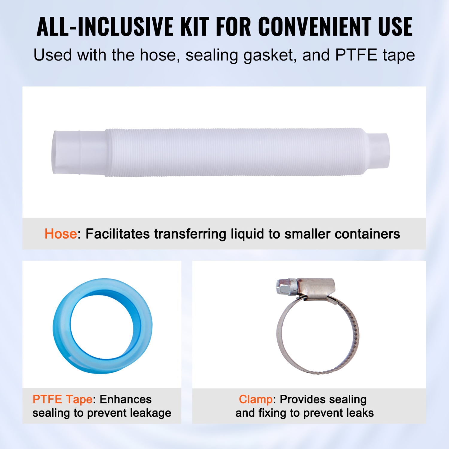 Débit VEVOR de 6,5 gal/min, pompe à baril, manivelle rotative, convient aux barils de 5 à 55 gallons avec tube d'aspiration à 3 sections et tuyau,