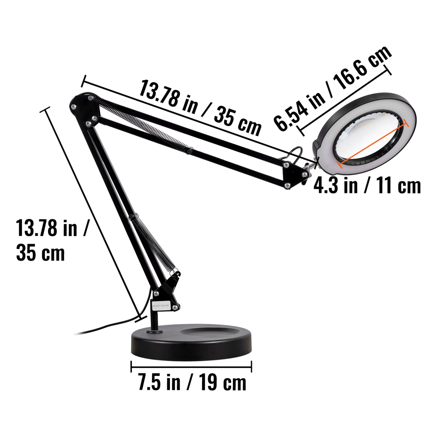 Lentille en verre de 4,3&nbsp;po VEVOR, loupe avec lampe et support, loupe 5x, loupe de bureau 2-en-1 avec lumière, 64 lumières LED 5 modes de