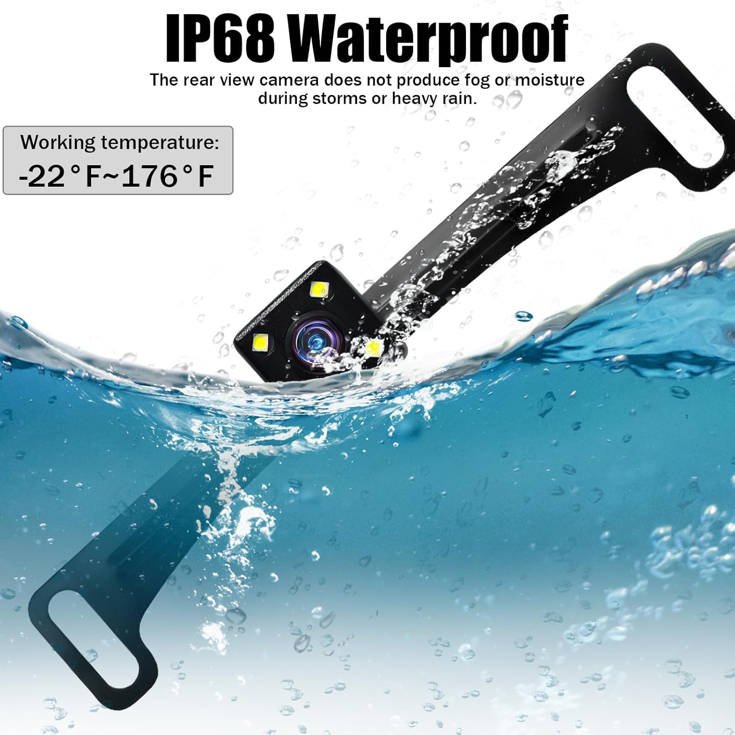 Car reversing rear view camera, waterproof level is IP68, diagonal is 170°, equipped with 4-light CCD reversing camera mirror with dynamic track and