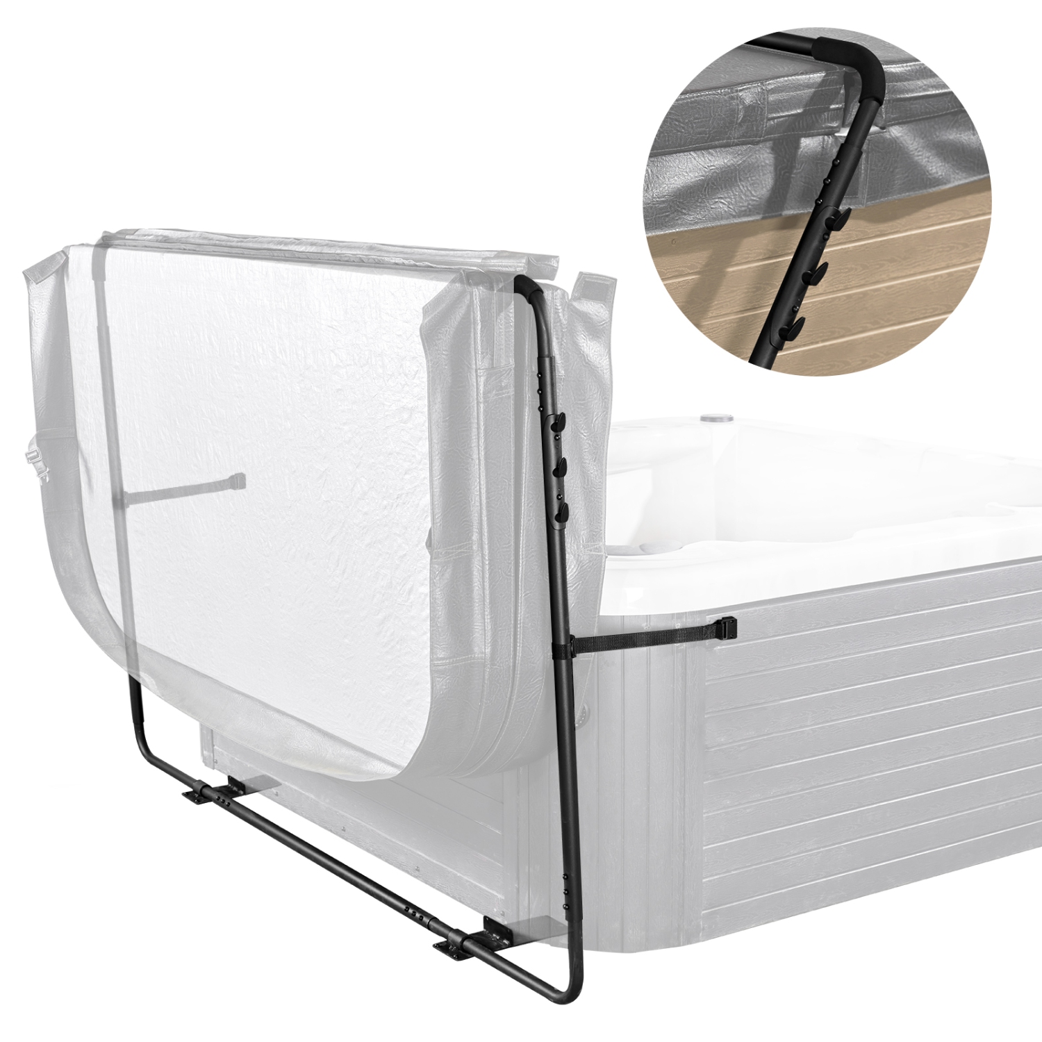 VEVOR 31.5" - 41.3" Height Hot Tub Cover Lift, Spa Cover Lift, Width 53" - 92.5" Adjustable, Installed at the Bottom on One Side, Suitable for