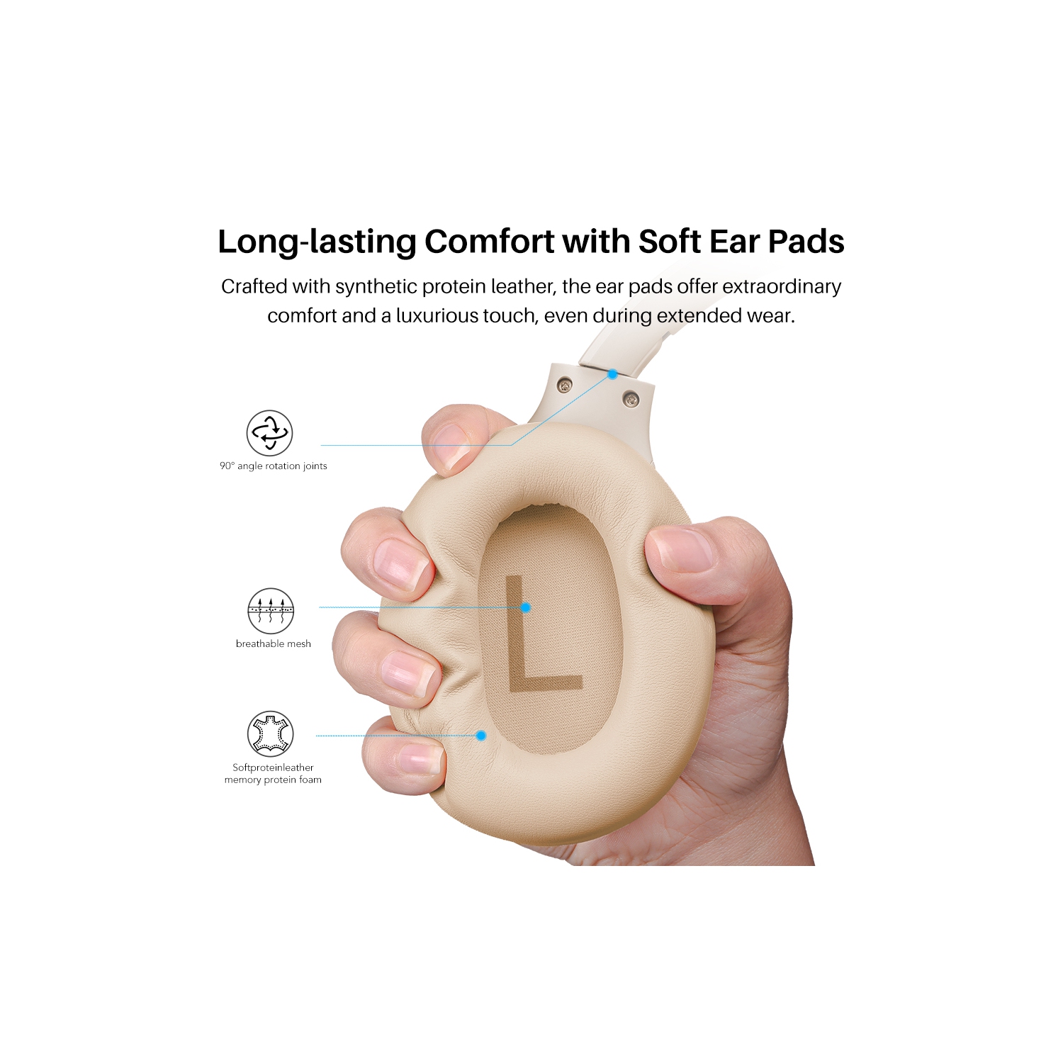 TOZO HT2 Hybrid Active Noise Cancelling Headphones, Wireless Over Ear Bluetooth Headphones, 60H Playtime, Hi-Res Audio Custom EQ via App Deep Bass